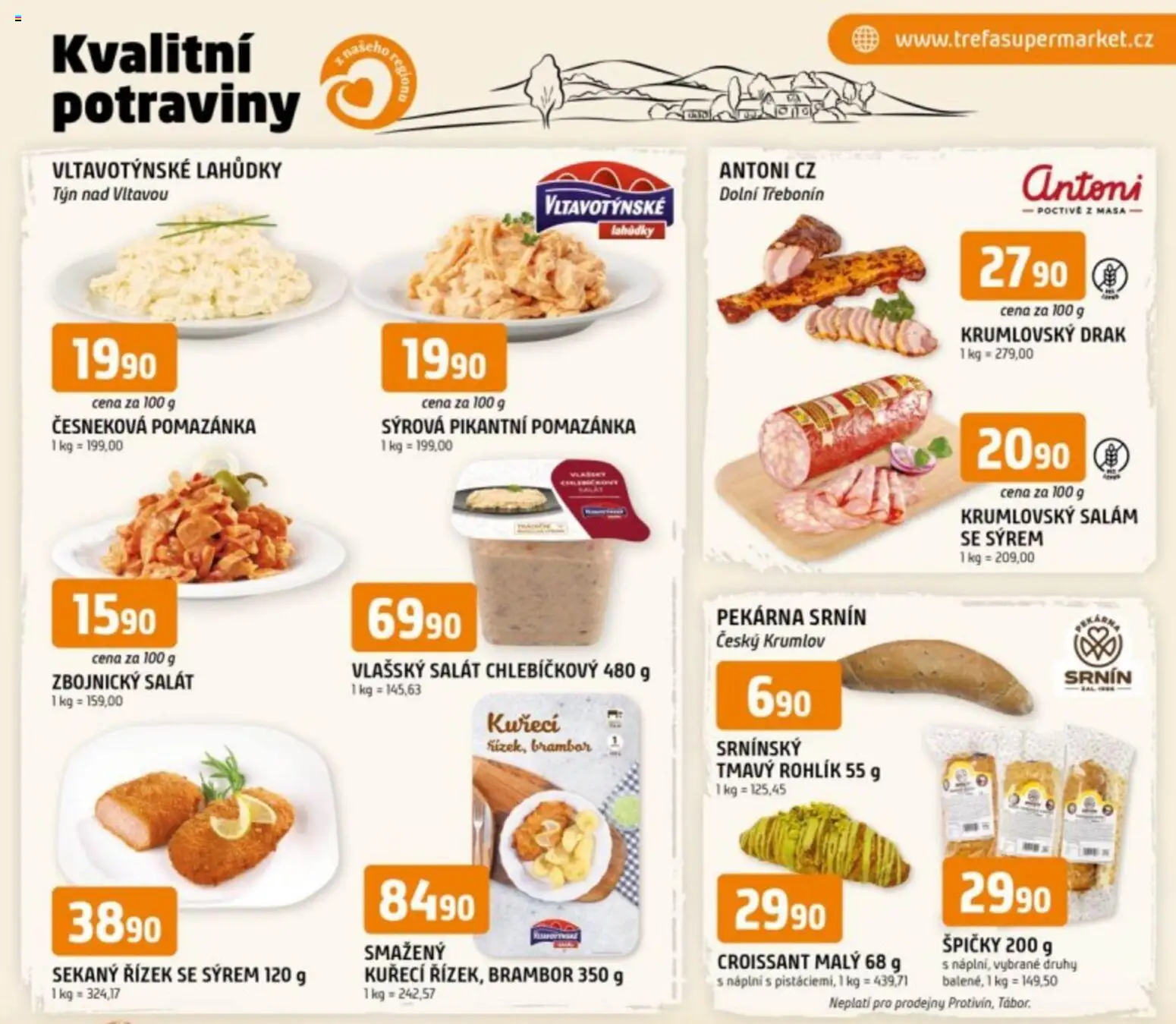 Trefa leták - Kvalitní potraviny z našeho regionu od 18.02.2026 | Strana: 1 | Produkty: Rohlík, Salát, Pekárna, Pomazánka