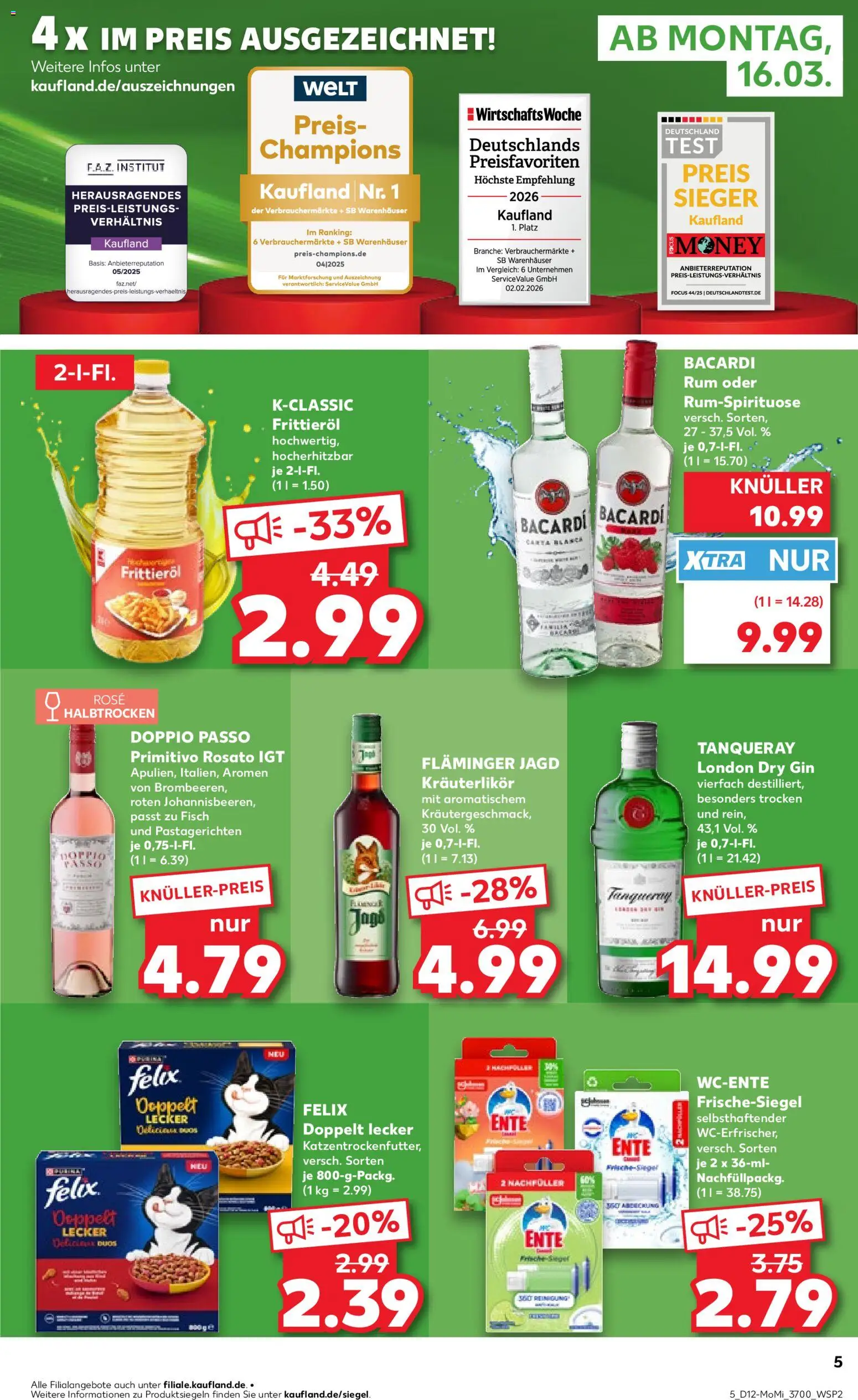 Kaufland Prospekt Rostock	 – gültig ab 16.03.2026 | Seite: 5 | Produkte: Doppio passo primitivo, Fisch, Doppio Passo, Gin