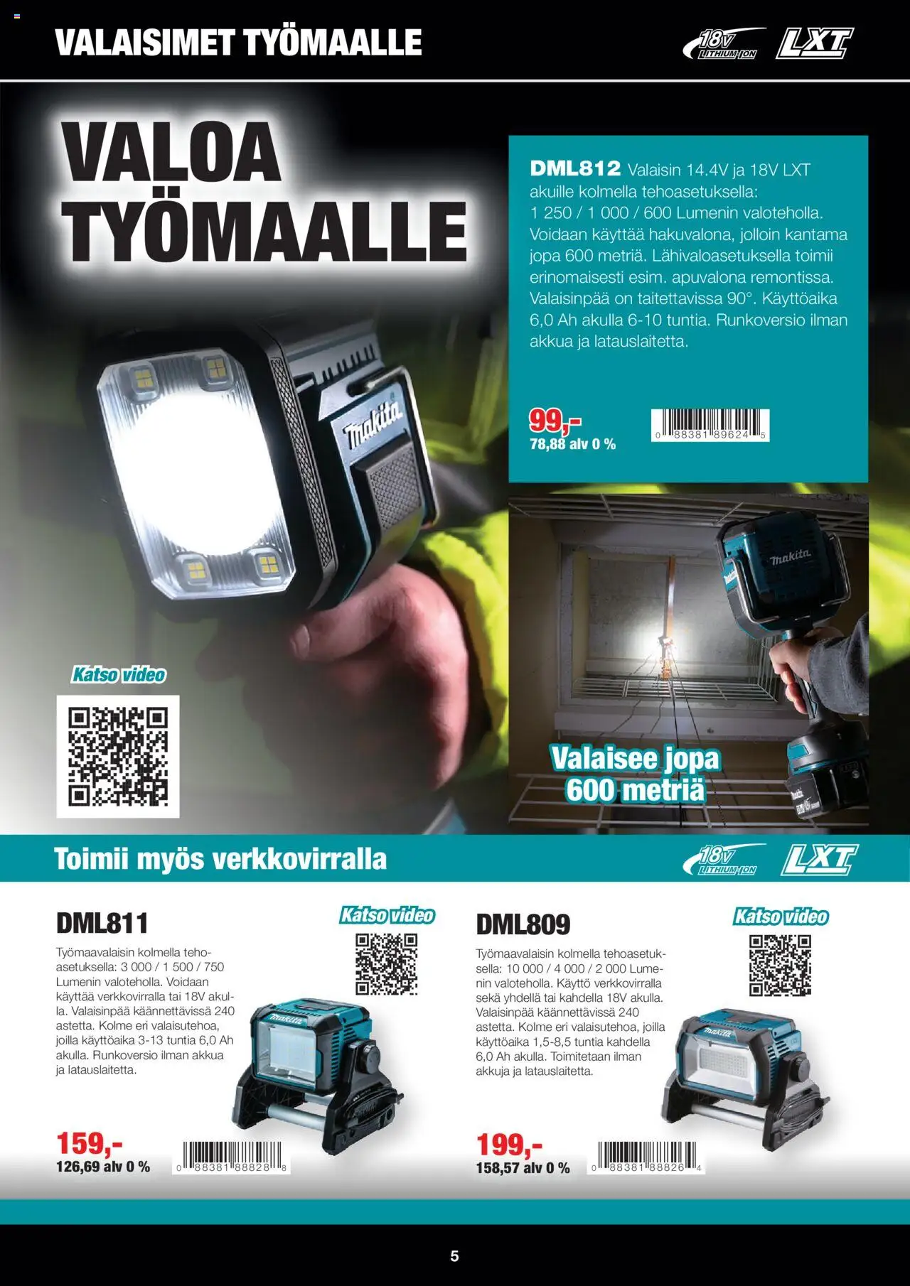 Makita tarjoukset – voimassa 01.10.2025 alkaen | Sivu: 5 | Tuotteet: Video