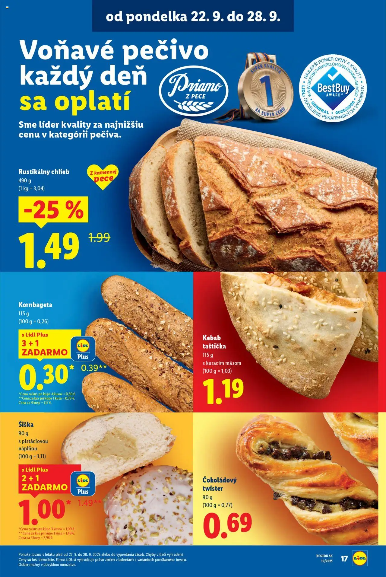 Nové Lidl akcie – leták je platný od 22.09.2025 | Strana: 23 | Produkty: Chlieb