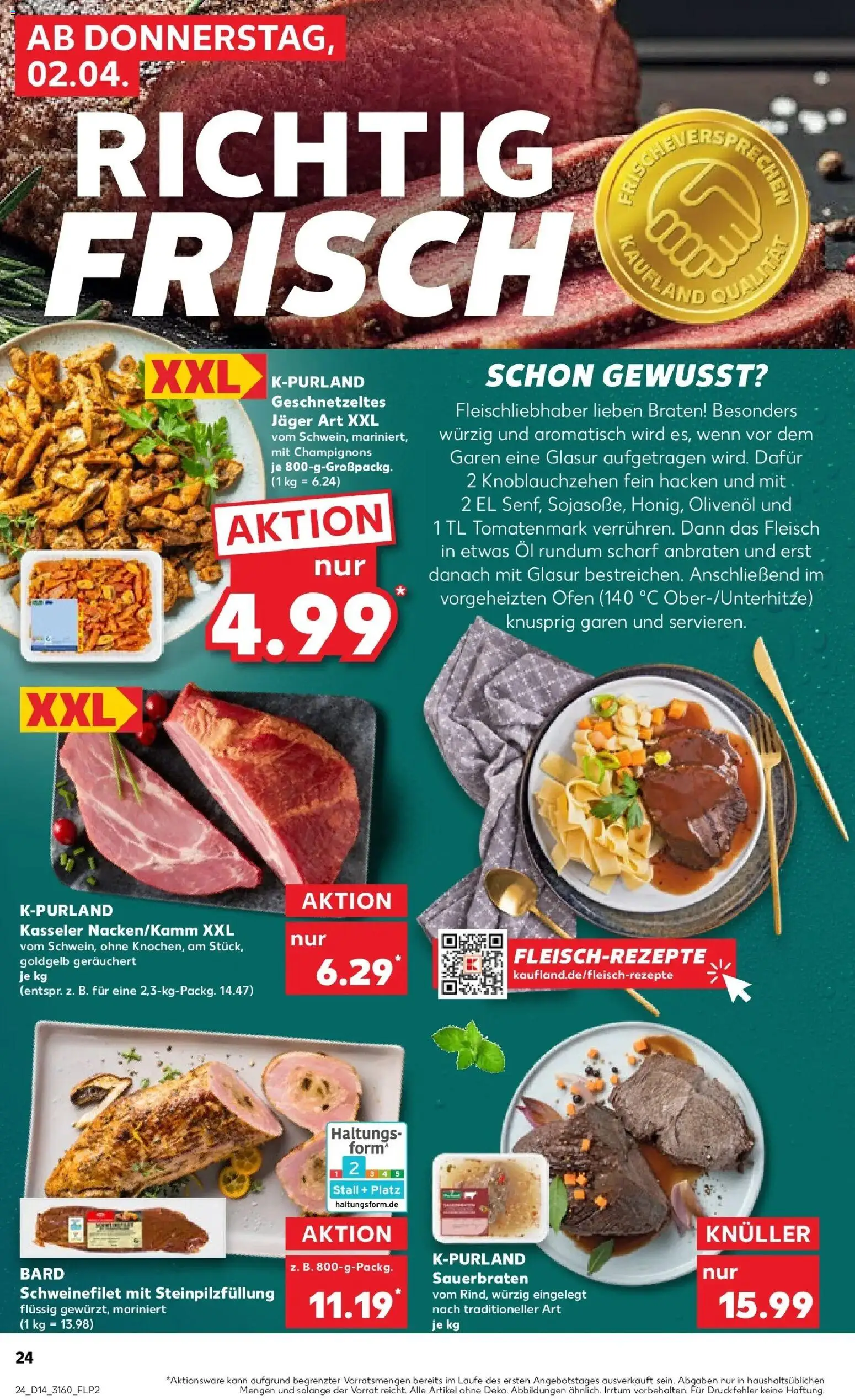 Kaufland Prospekt Schwerin	 – gültig ab 02.04.2026 | Seite: 24 | Produkte: Öl, Schweinefilet, Champignons, Fleisch