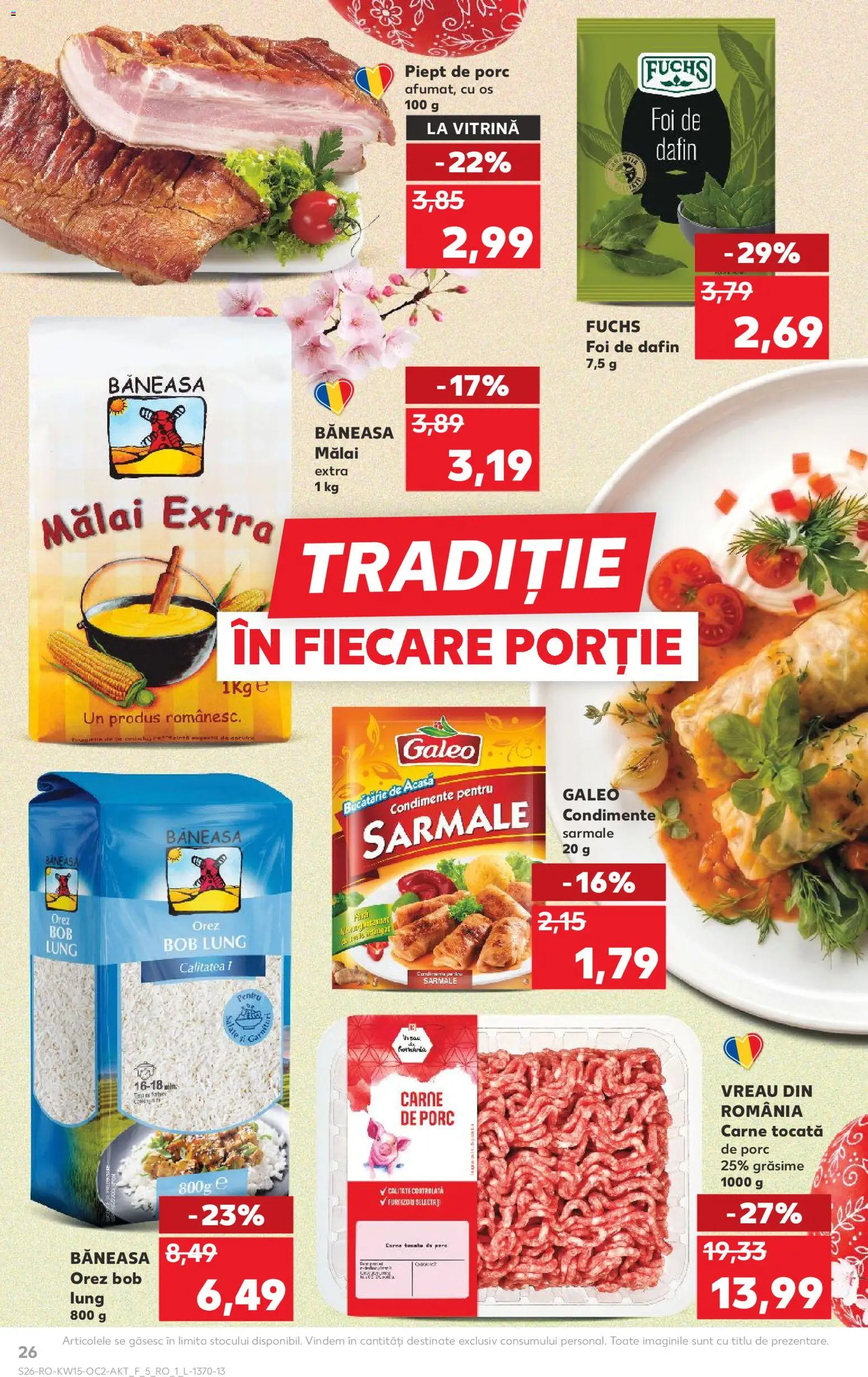 Noul catalog Kaufland – valabil de la 08.04.2026 | Pagină: 26 | Produse: Orez, Carne tocată, Mălai, Condimente
