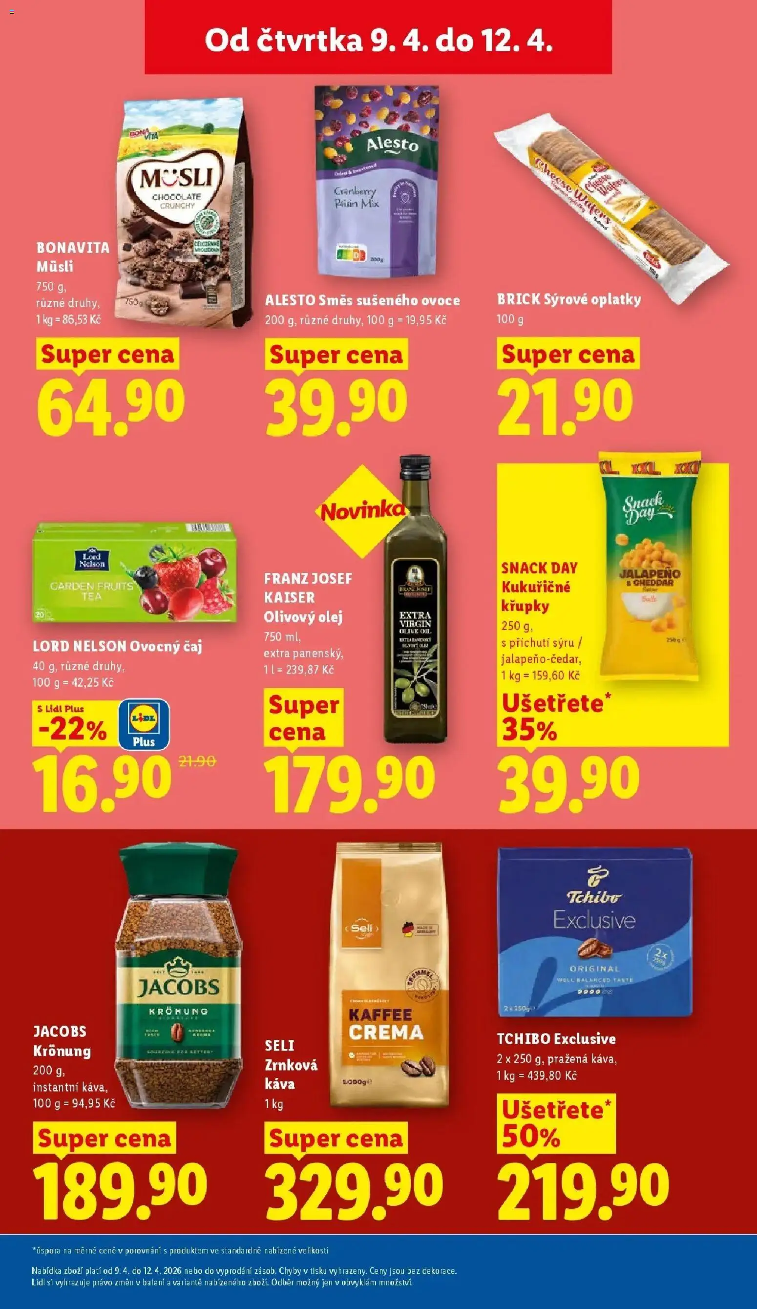 Lidl aktuální leták od 09.04.2026 | Strana: 21 | Produkty: Olej, Jacobs Kronung, Jacobs, Cheddar