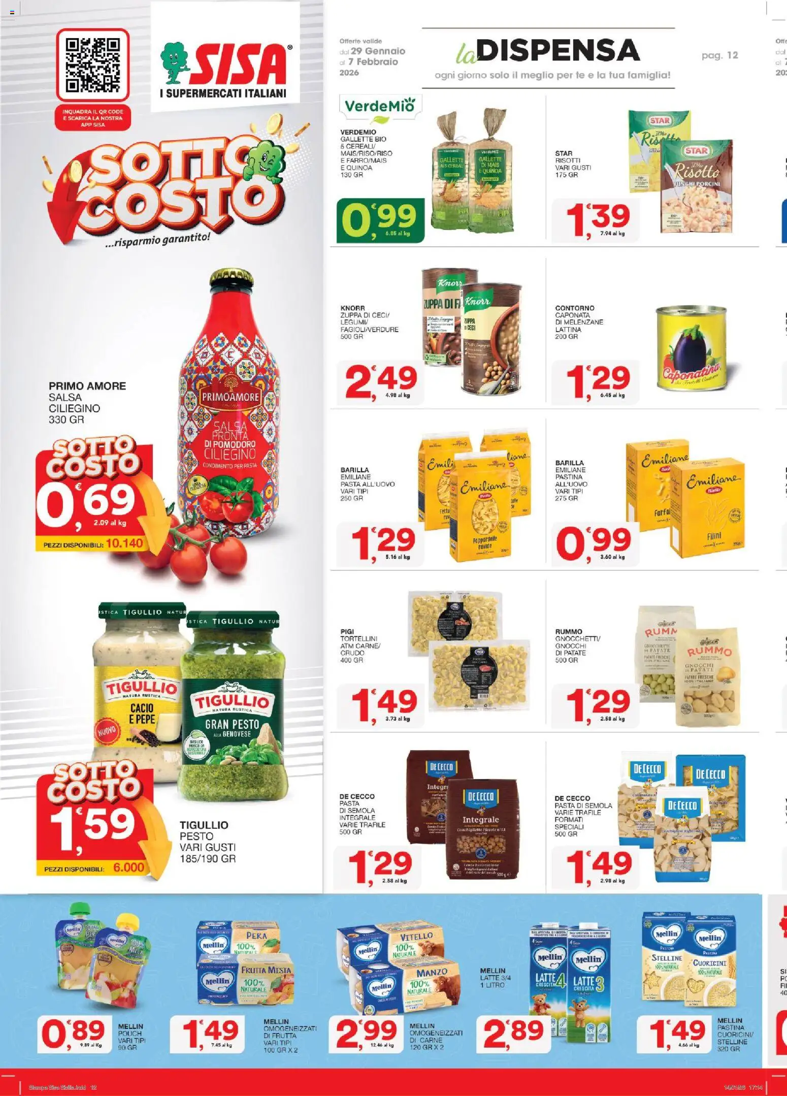 Volantino SISA del 29.01.2026 | Pagina: 12 | Prodotti: Pasta, Gallette, Pesto, Quinoa