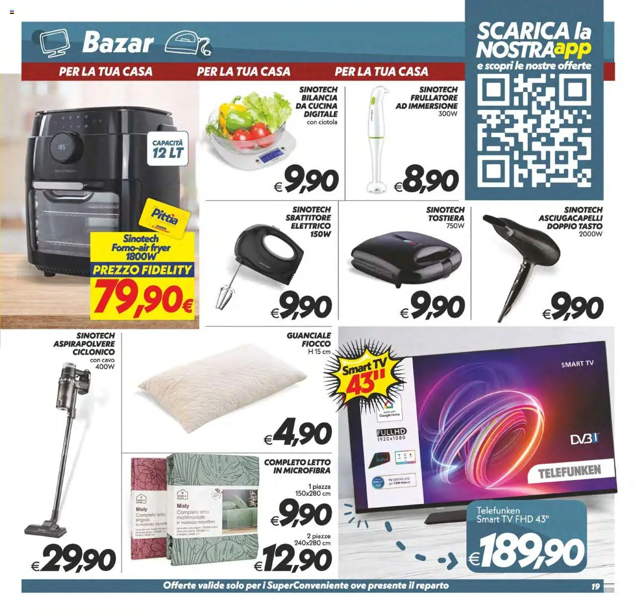 Volantino SuperConveniente del 14.10.2025 | Pagina: 19 | Prodotti: Cavo, Aspirapolvere, Ciotola, Guanciale