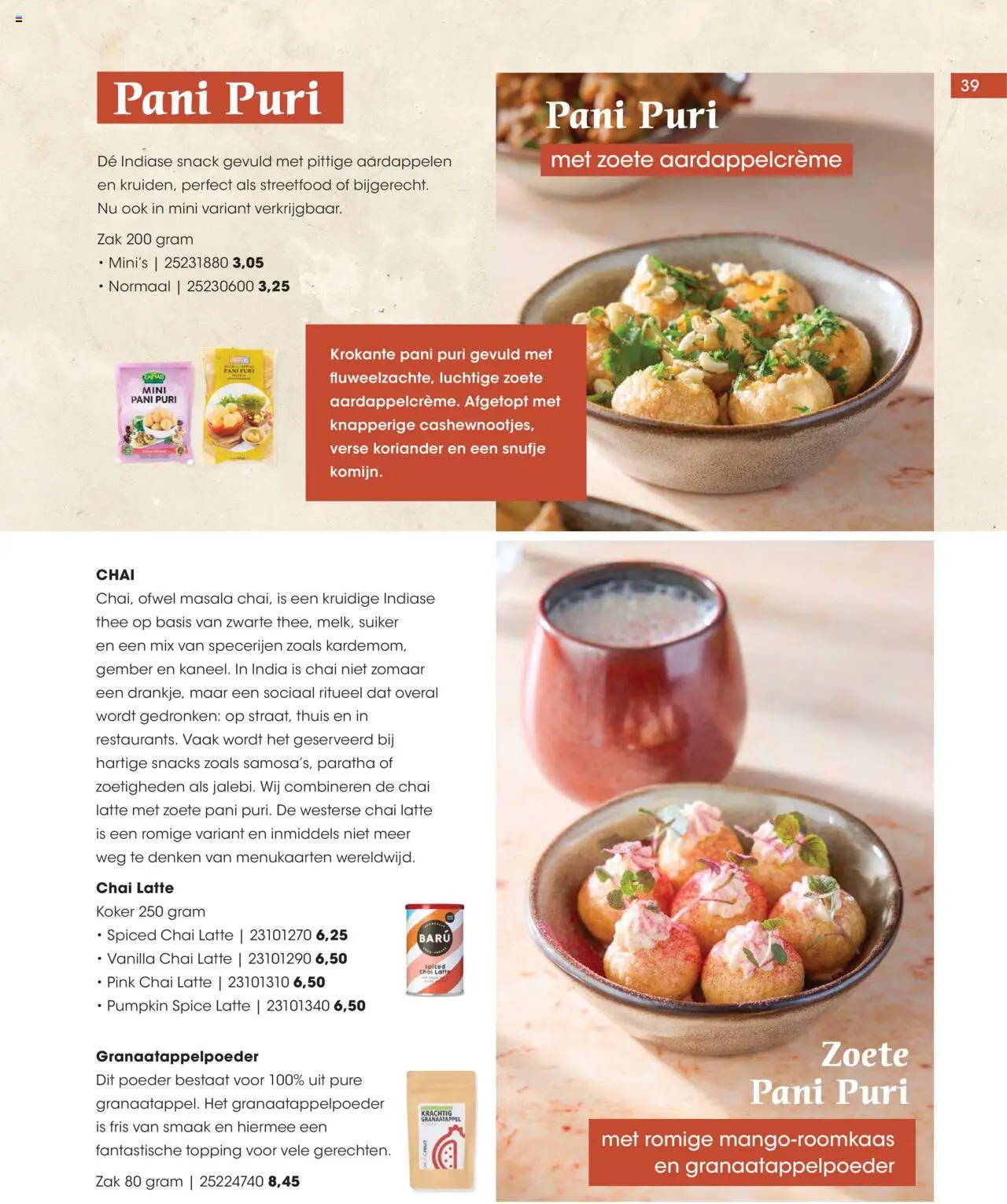 {H1} | Pagina: 39 | Producten: Waffelini, Thee, Koriander, Granaatappel