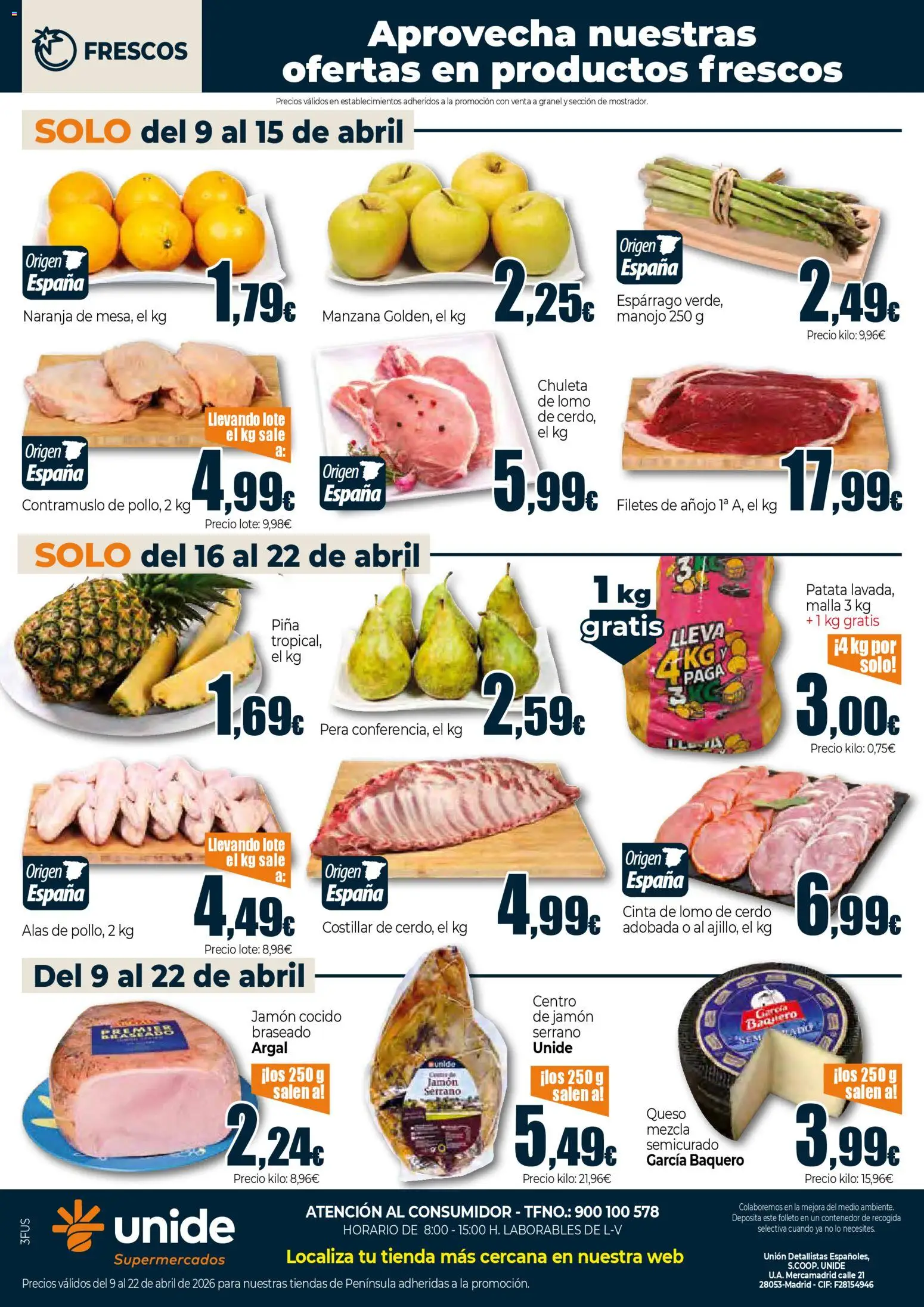 Unide - Vuelve Goyo, vuelve el ahorro Supermercados  │ válido desde el 09.04.2026 | Página: 4 | Productos: Queso, Jamón, Jamón cocido, Cerdo