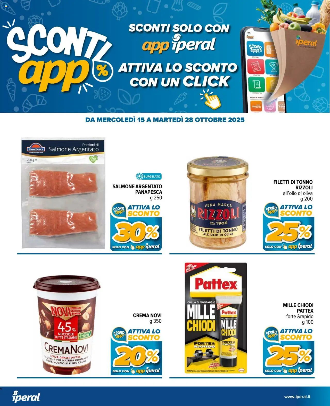 Volantino Iperal del 15.10.2025 | Pagina: 25 | Prodotti: Salmone, Tonno, Chiodi, Cacao