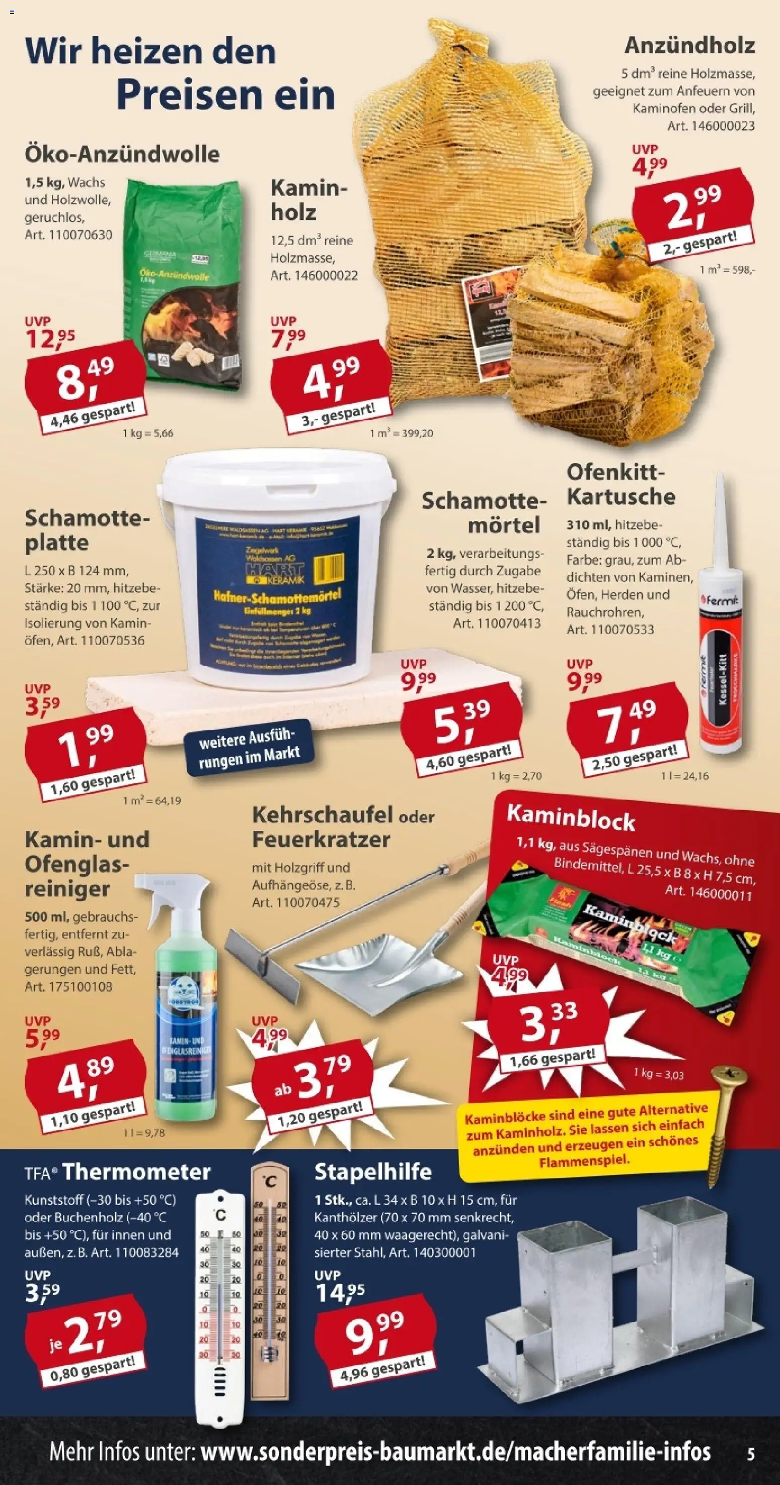 Sonderpreis Baumarkt Prospekt 	 – gültig ab 03.01.2026 | Seite: 5 | Produkte: Thermometer, Kamin, Kaminofen