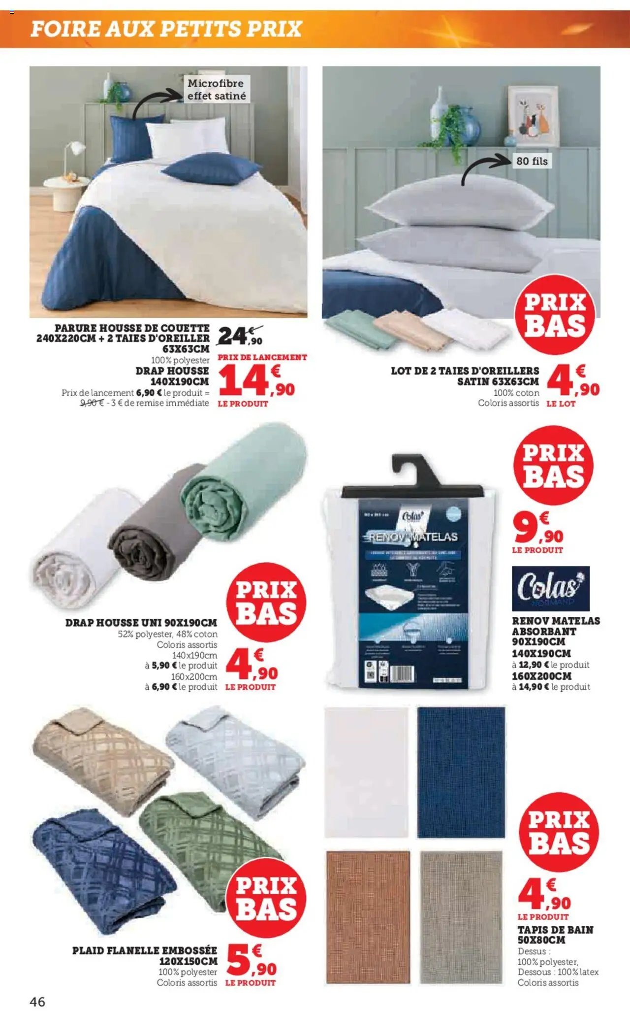  | Page: 46 | Produits: Tapis de bain, Matelas, Housse de couette, Tapis