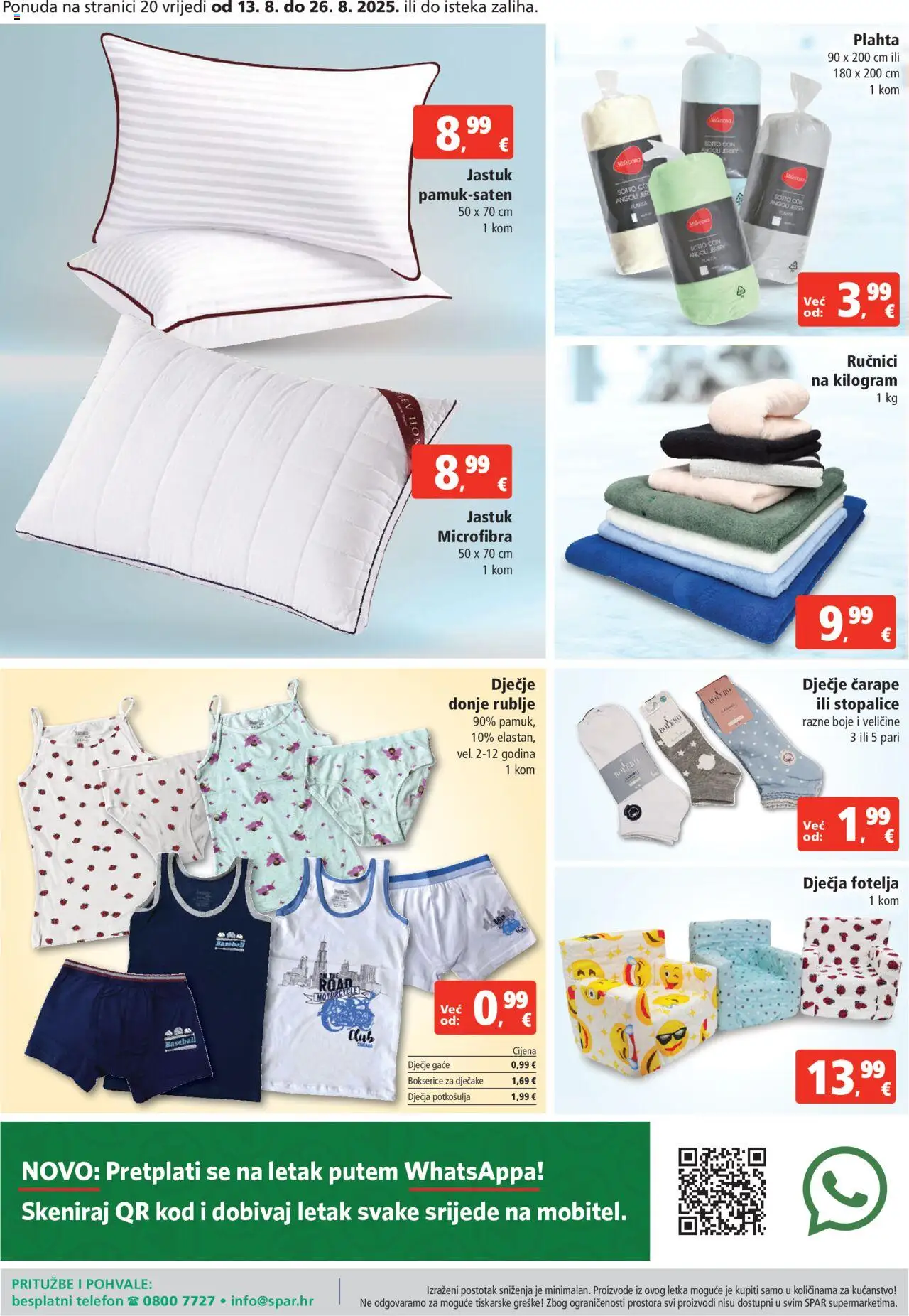 Spar katalog | vrijedi od 13.08.2025 | Stranica: 20 | Proizvodi: Jastuk, Donje rublje, Plahta, Bokserice