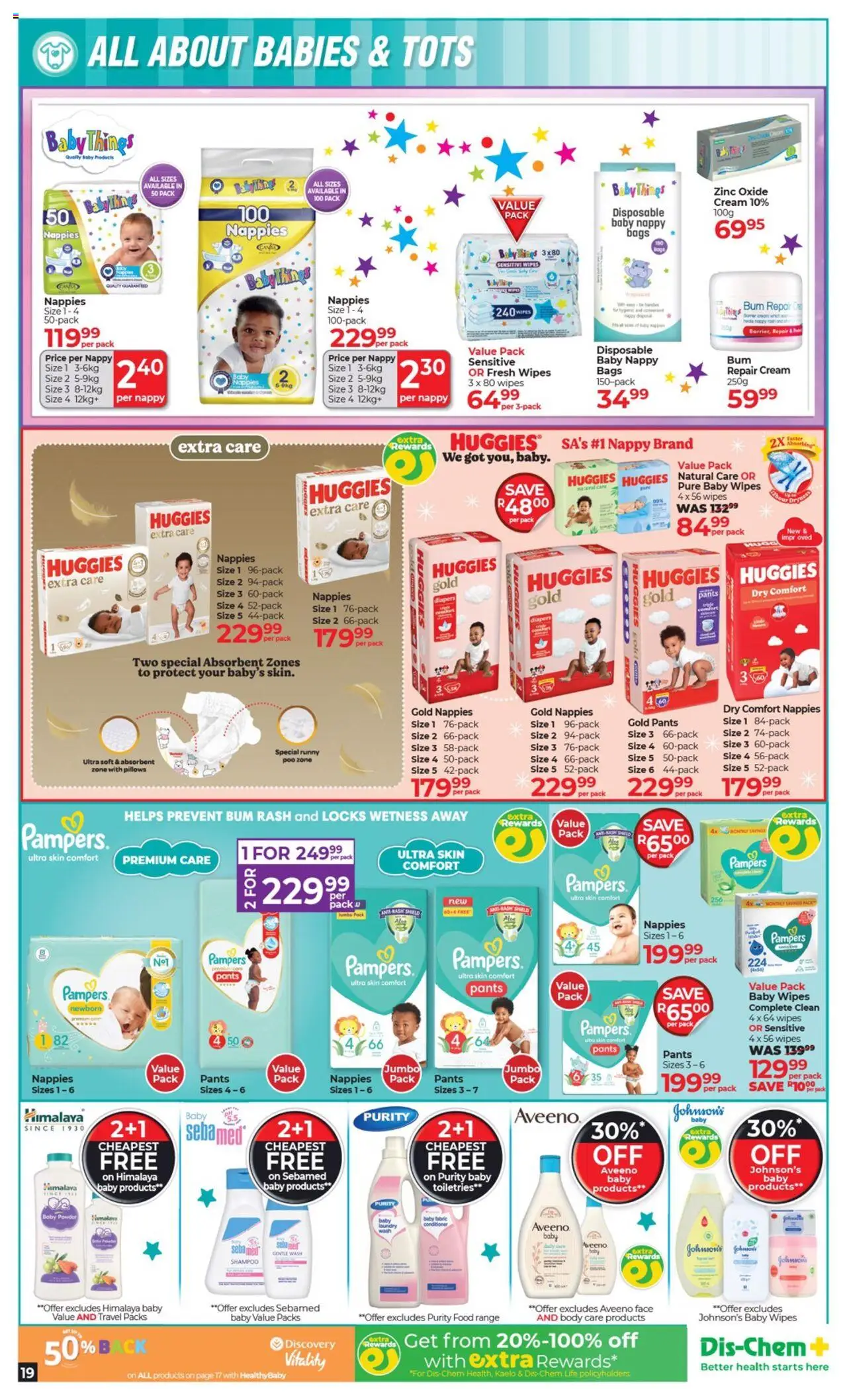 Dis-Chem Specials │ valid from 19.08.2025 | Page: 19 | Products: Pants, Shampoo, Cream, Nappies
