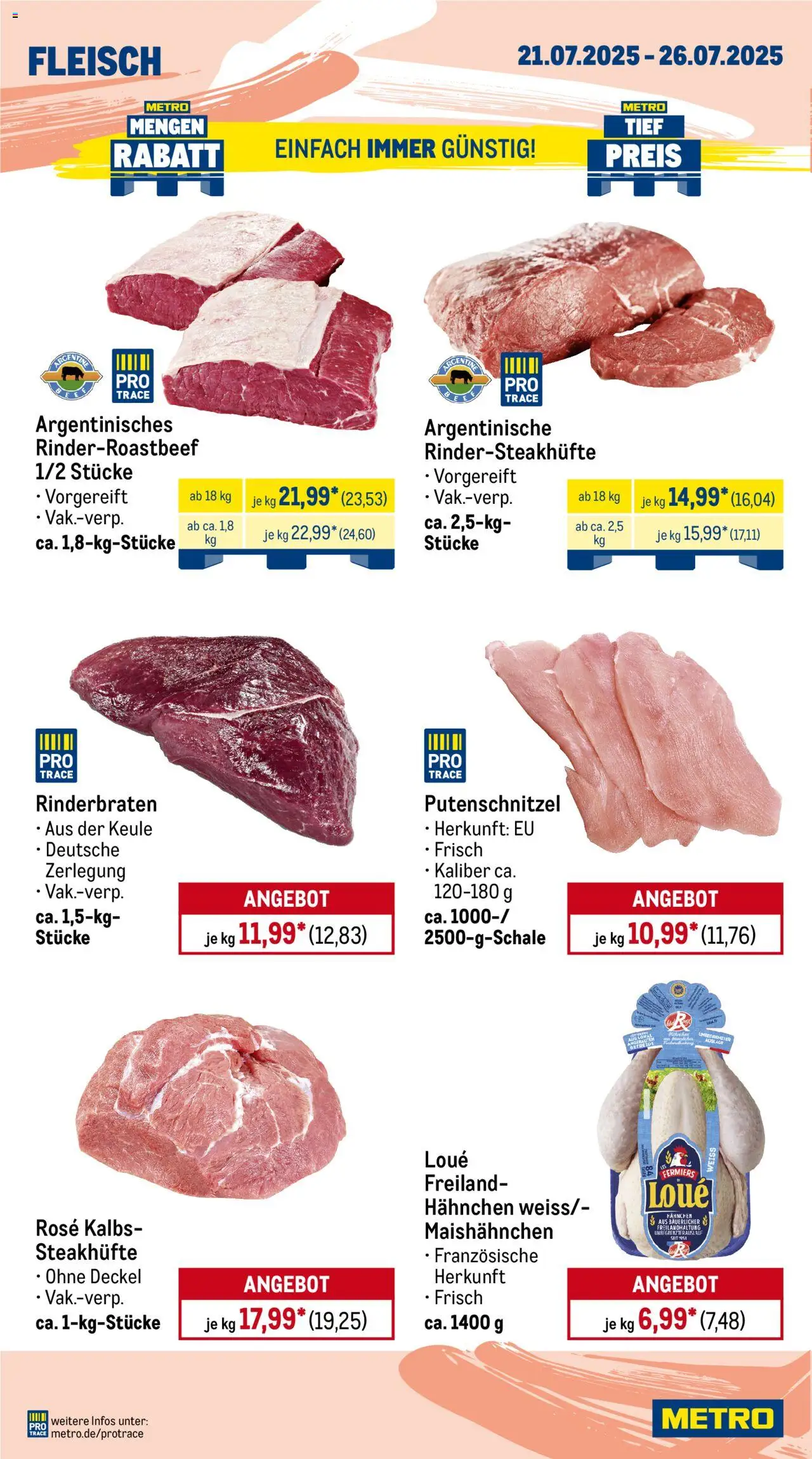 Metro Prospekt 	 - gültig ab dem 21.07.2025 | Seite: 2 | Produkte: Rinderbraten, Putenschnitzel, Getreide, Fleisch