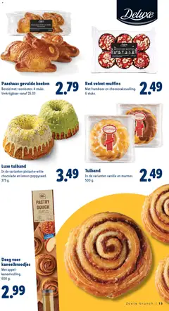 Deeg voor kaneelbroodjes, Met appel-kaneelvulling. 600 g. - Voorbeeld van een folder van Lidl, geldig van 05.03.2026 | Pagina: 15 | Producten: Muffins, Kaneelbroodjes, Chocolade, Appel