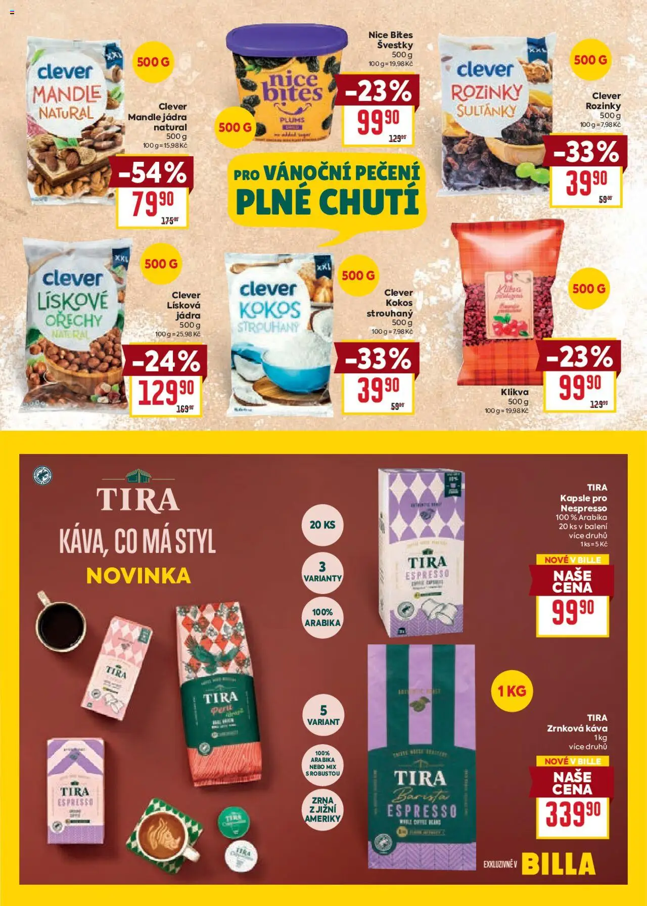 Billa Velký leták od 08.10.2025 | Strana: 23 | Produkty: Ořechy, Nespresso, Kokos, Zrnková káva