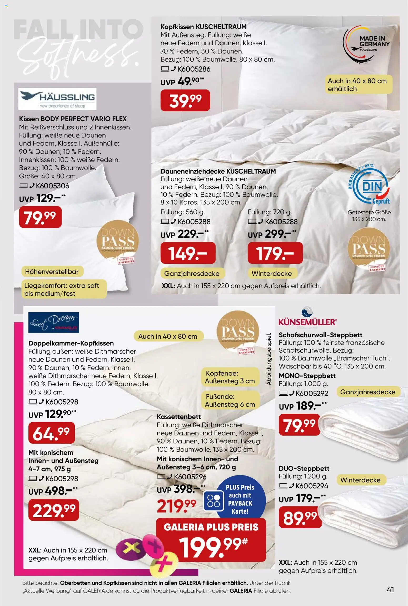 Galeria Karstadt Kaufhof Prospekt 	 – gültig ab 29.10.2025 | Seite: 41 | Produkte: Kissen, Kopfkissen