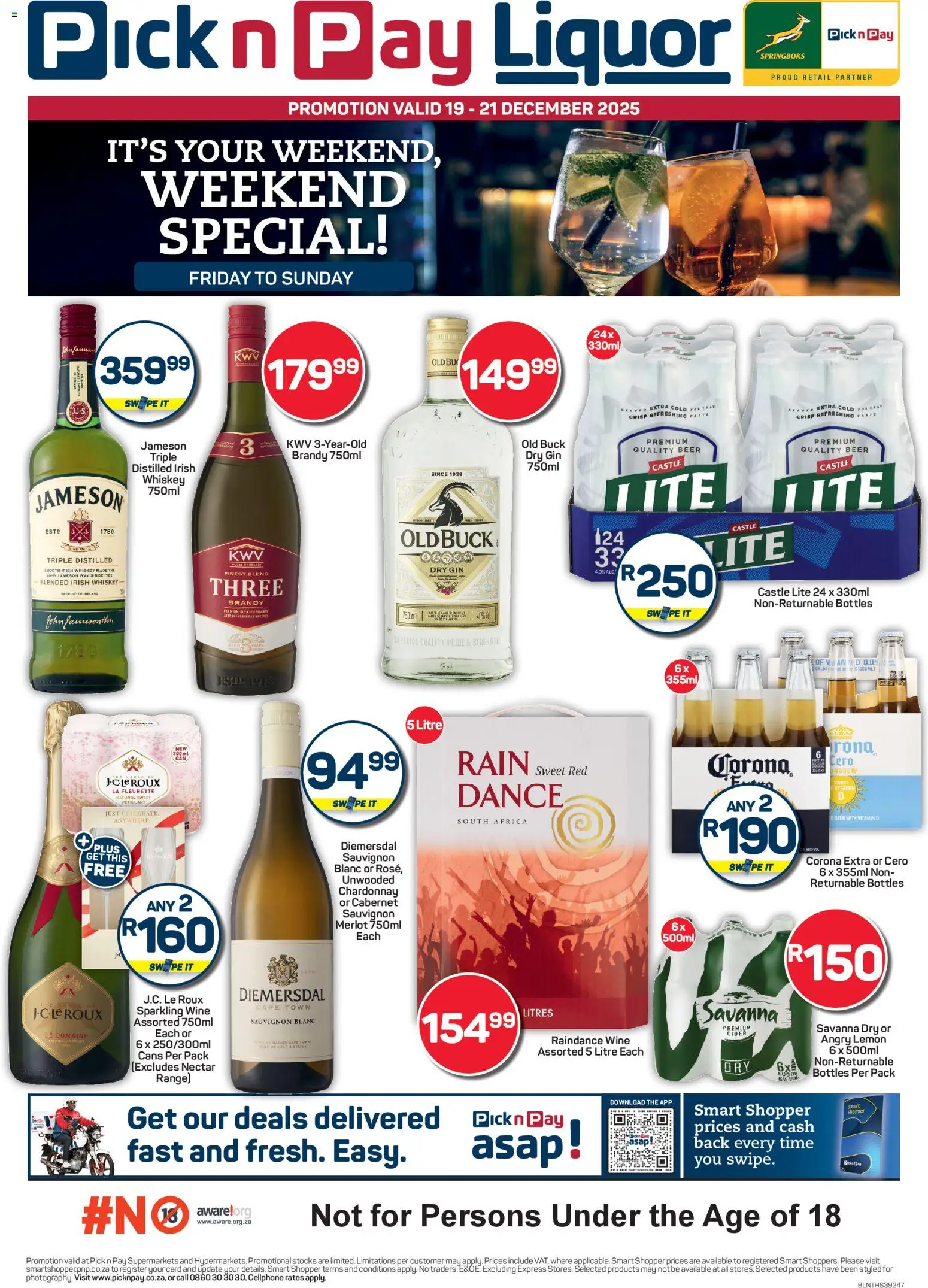 New Pick n Pay catalogue – valid from 19.12.2025 | Page: 1 | Products: Brandy, Wine, Beer, Whiskey