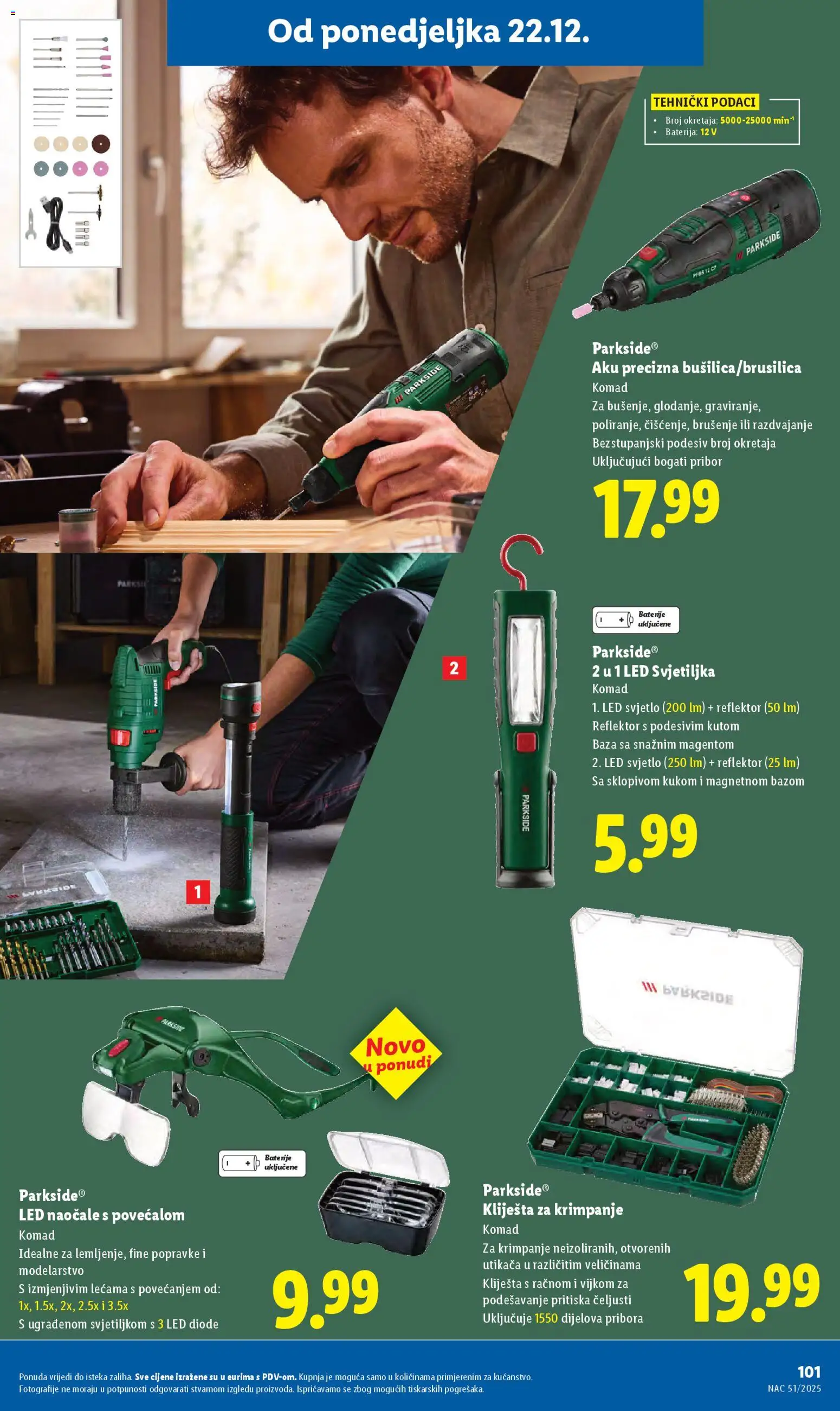 Lidl katalog | vrijedi od 15.12.2025 | Stranica: 101 | Proizvodi: Baterija, Baterije, Naočale, Parkside