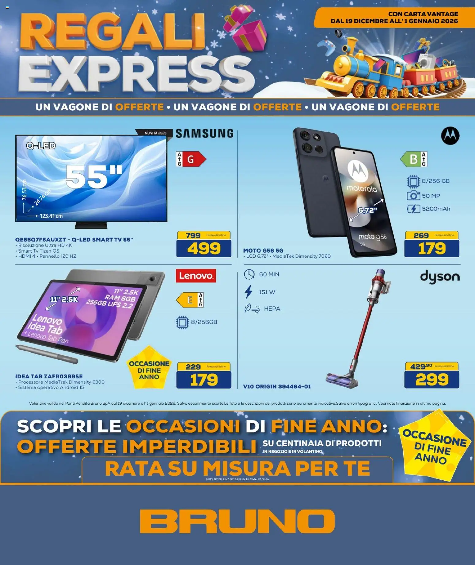 Volantino BRUNO del 19.12.2025 | Pagina: 1 | Prodotti: Tè, smart TV, TV, Dyson