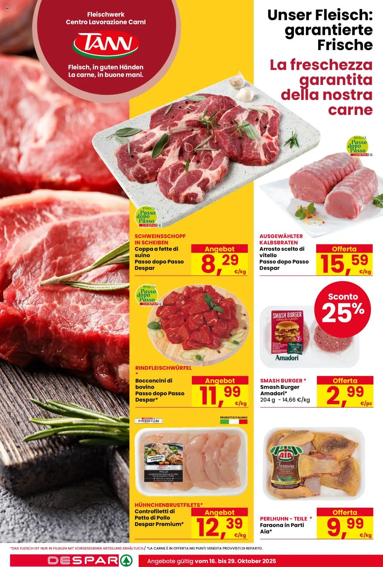 Volantino Despar del 16.10.2025 | Pagina: 6 | Prodotti: Petto di Pollo, Pollo, Vitello, Terra