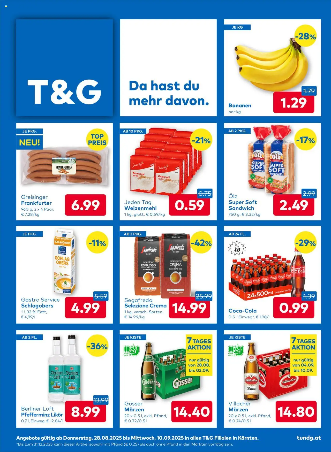 T&G Kärnten gültig ab 28.08.2025 | Seite: 1 | Produkte: Bananen