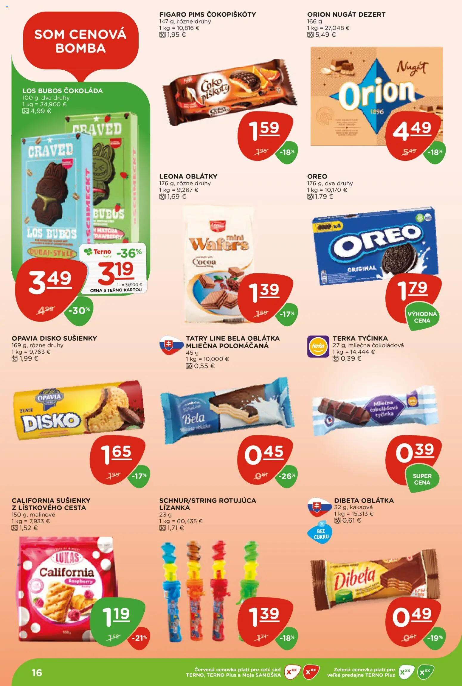 Nové Terno akcie – leták je platný od 30.04.2026 | Strana: 16 | Produkty: Čokoláda