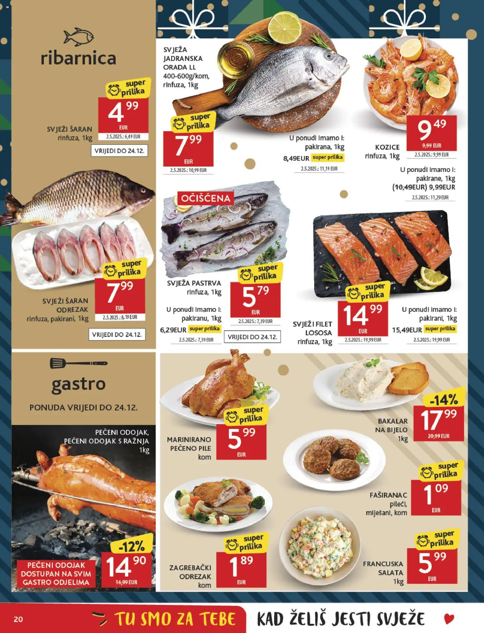 Konzum katalog | vrijedi od 10.12.2025 | Stranica: 20 | Proizvodi: Pastrva, Odojak, Salata, Pečeno pile