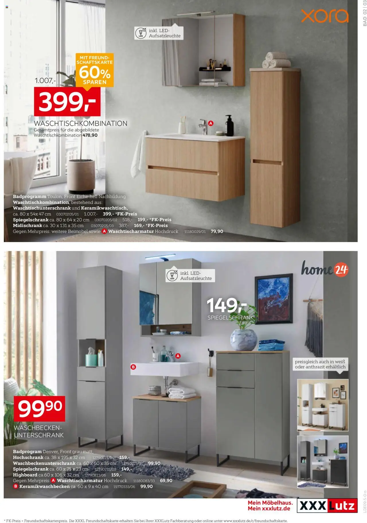 XXXL Lutz Bad Spezial - gültig ab dem 25.08.2025 | Seite: 3 | Produkte: HIghboard, Waschbecken, Spiegelschrank, Hochschrank