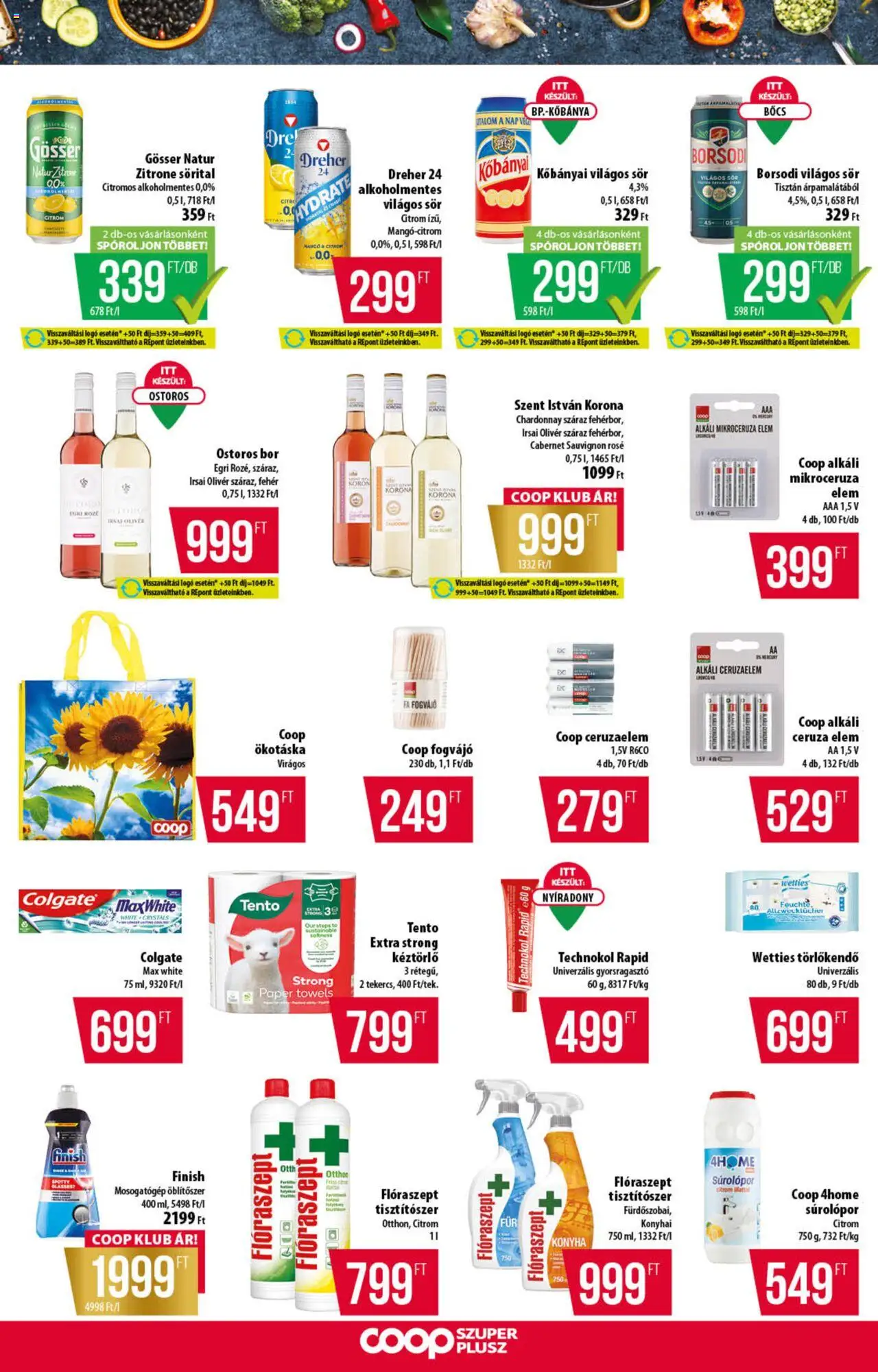 COOP akciós ujság - amely érvényes a következő dátumtól: 07.08.2025 | Oldal: 10 | Termékek: Törlőkendő, Gösser, Bor, Citrom