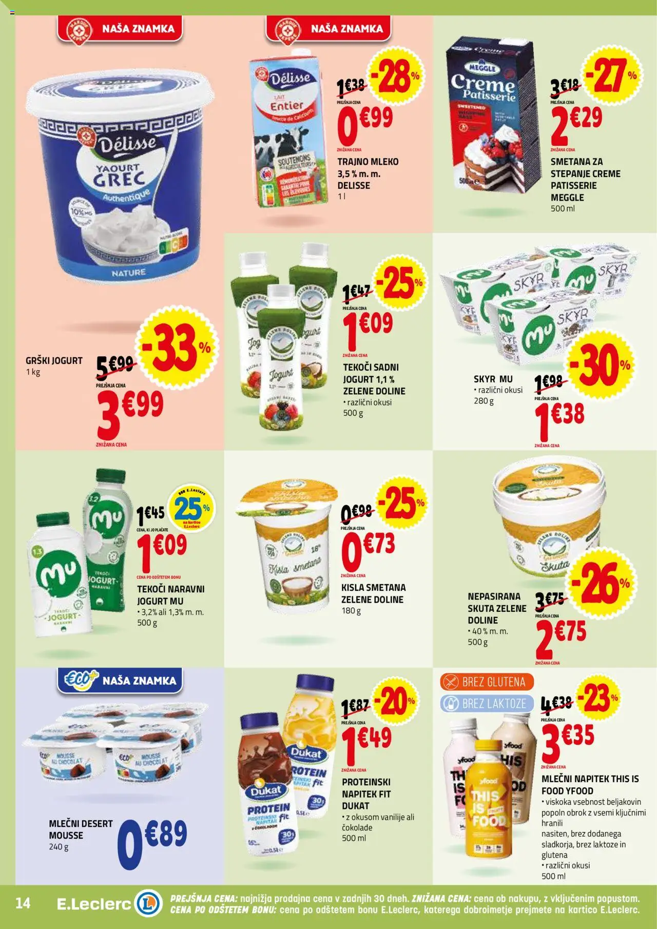 Novi E.leclerc katalog ponudbe – veljaven od 17.09.2025 | Stran: 14 | Izdelki: Skyr, Jogurt, Smetana, Skuta