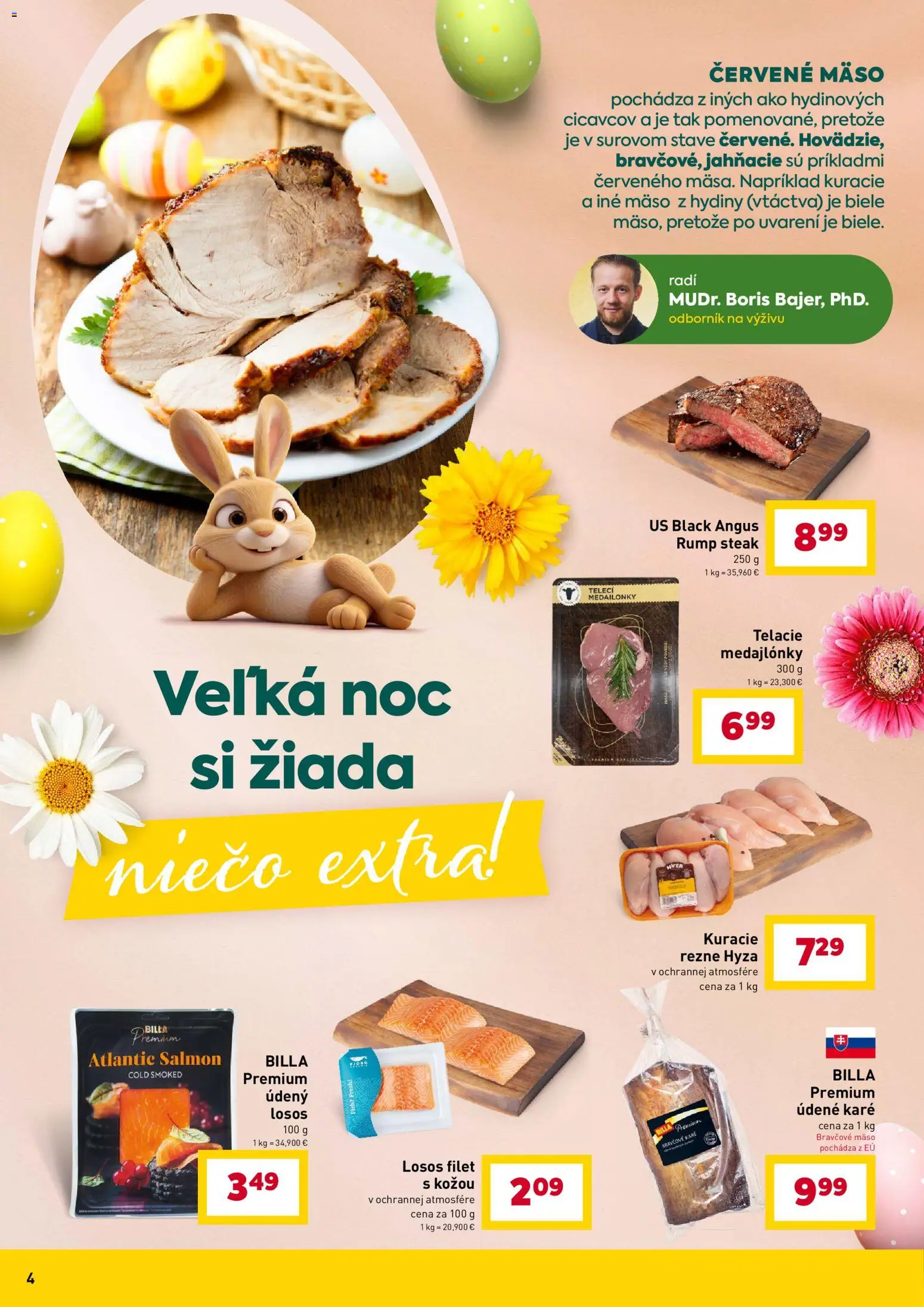 Nové Billa akcie – leták je platný od 11.03.2026 | Strana: 4 | Produkty: Kuracie rezne, Bravčové mäso, Steak, Bravčové karé