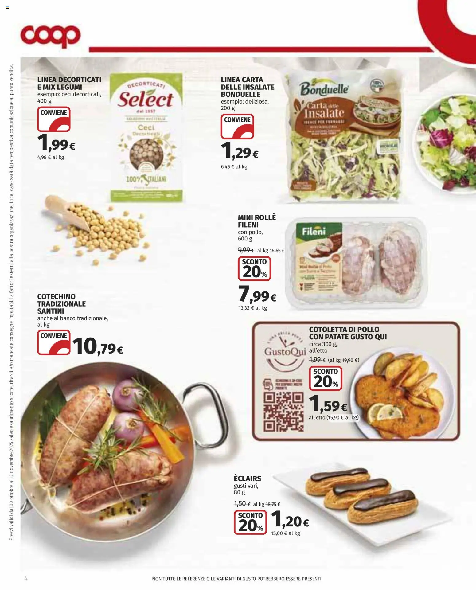Volantino COOP del 30.10.2025 | Pagina: 4 | Prodotti: Pollo, Ceci, Patate, Data