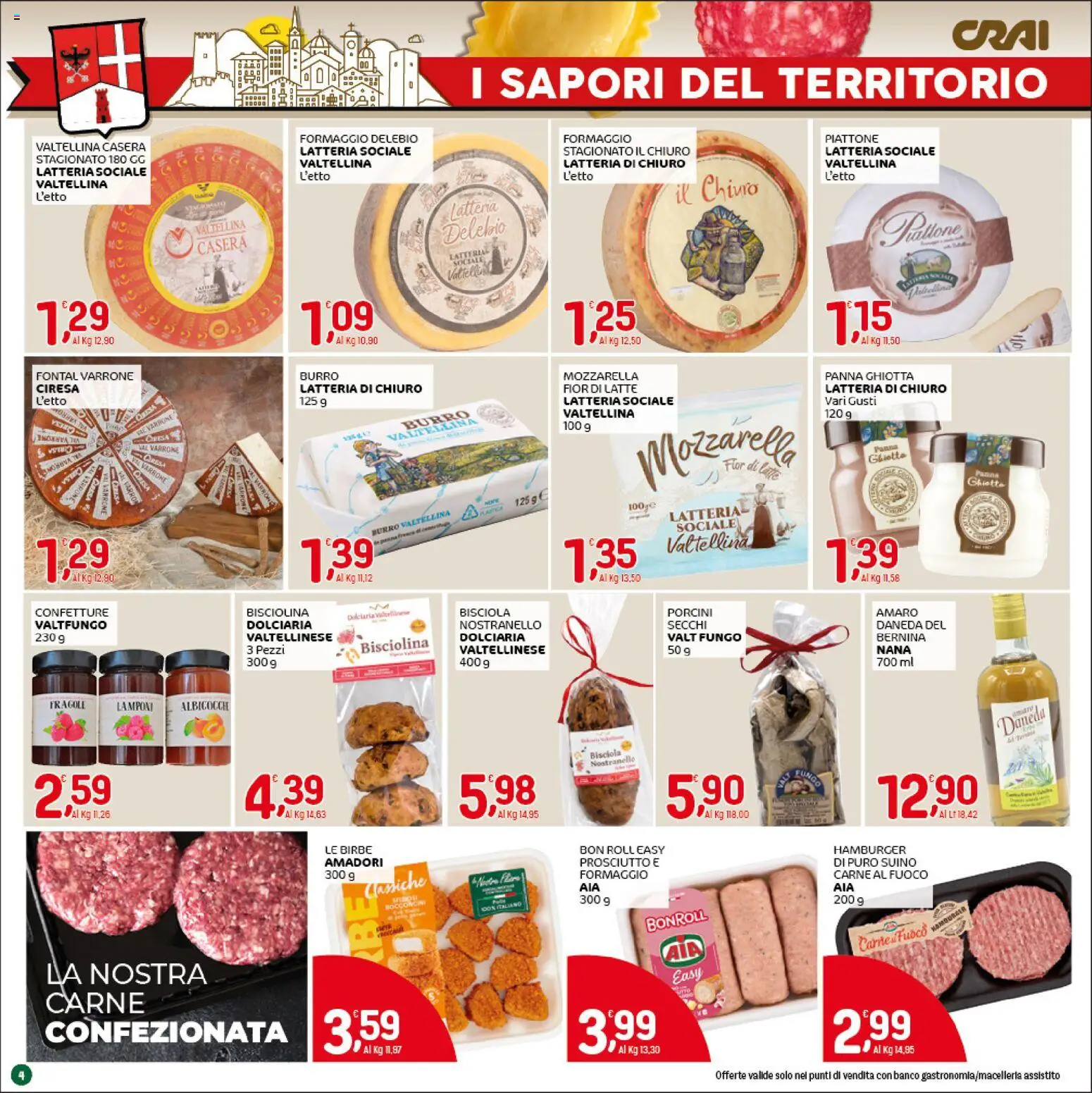 Volantino CRAI del 30.04.2026 | Pagina: 4 | Prodotti: Fragole, Burro, Hamburger, Amaro