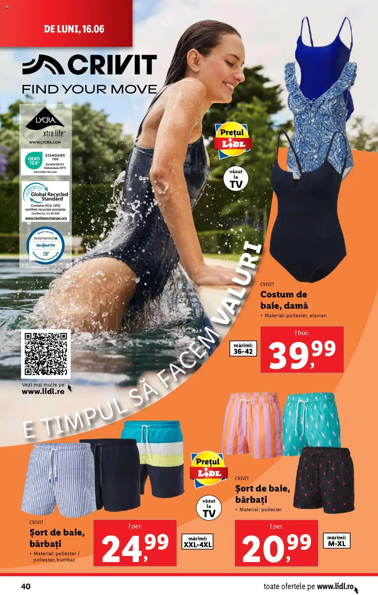 Catalog Lidl – valabil de la 16.06.2025 | Pagină: 40 | Produse: Șort, Costum