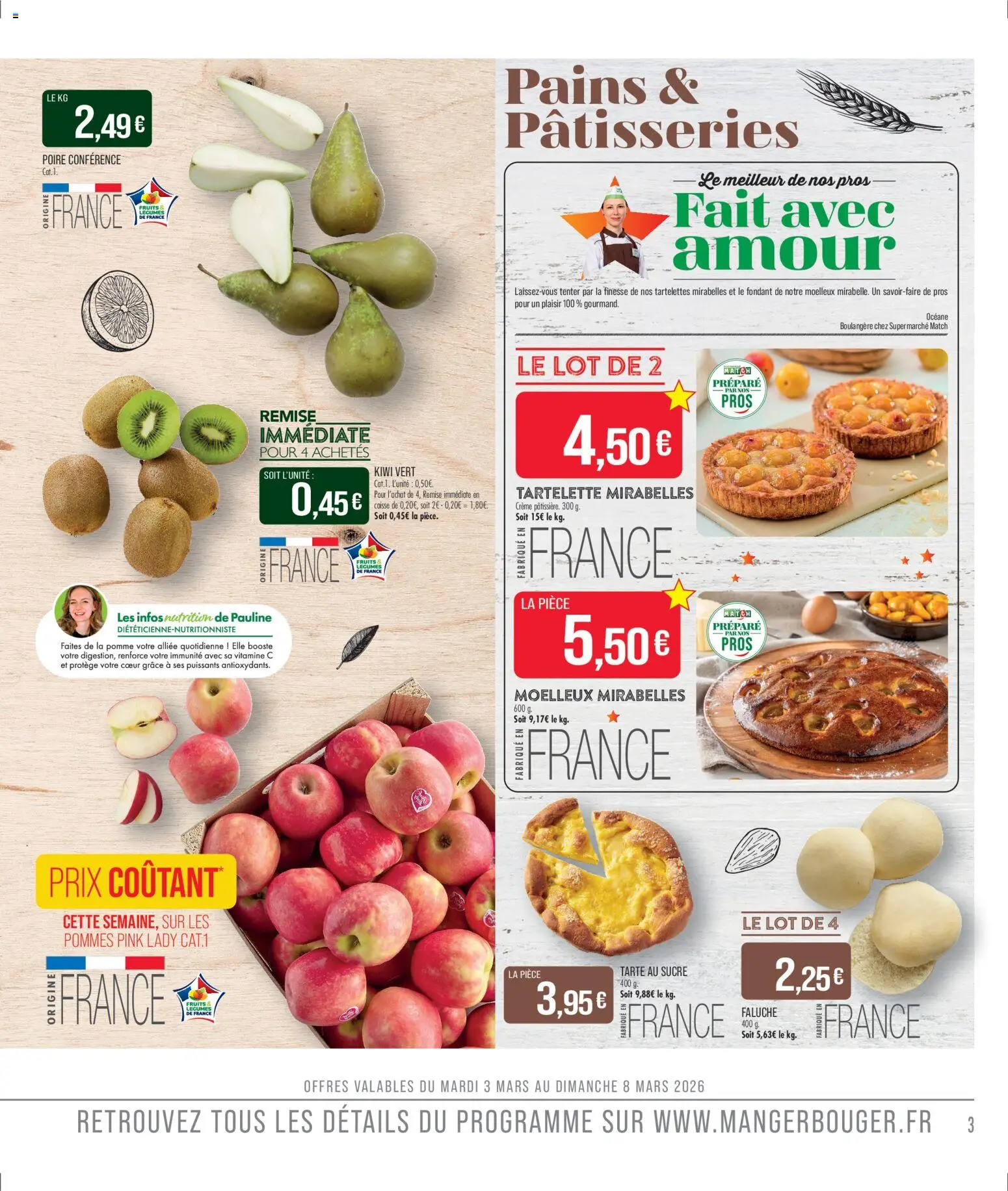 {H1} | Page: 5 | Produits: Poire, Pomme, Kiwi, Crème