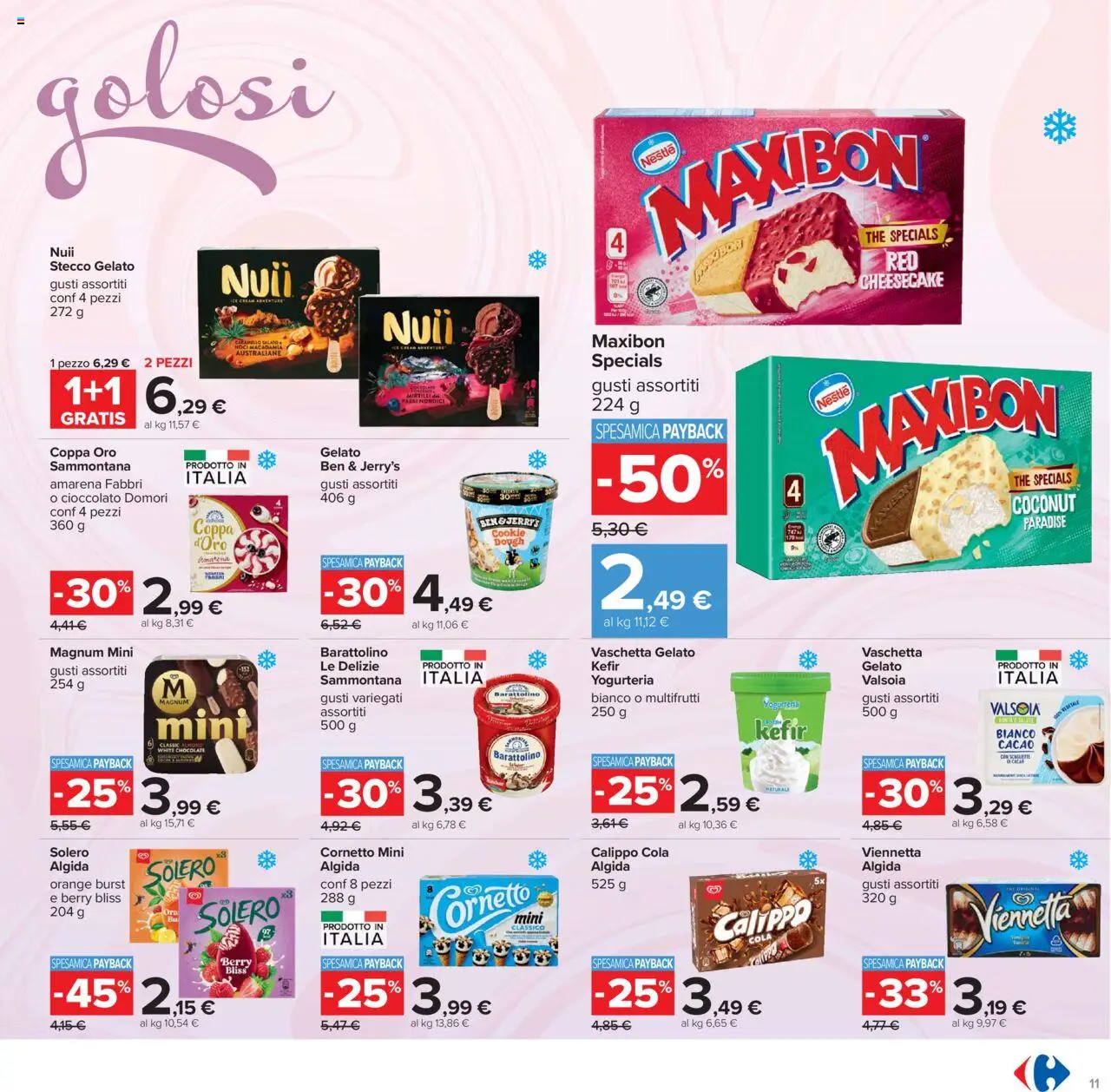 Volantino Carrefour del 21.08.2025 | Pagina: 11 | Prodotti: Gelato, Mirtilli, The, Amarena