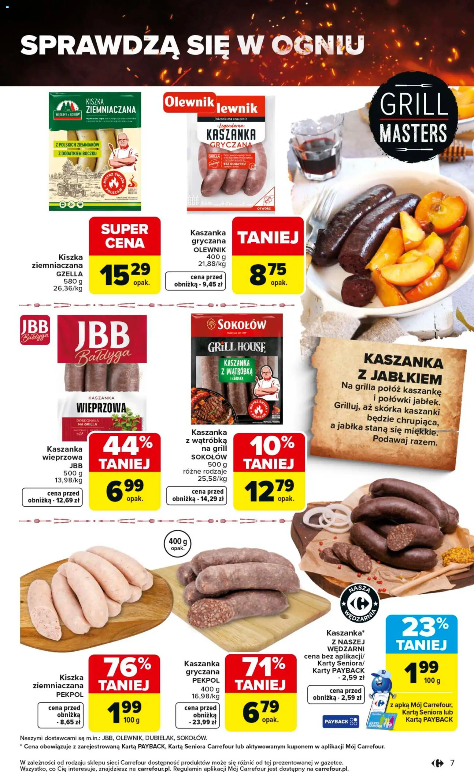 Carrefour gazetka - Misja:Grill Cię wzywa od 23.04.2026 | Strona: 7 | Produkty: Grill, Wątróbka, Kaszanka, Wędliny