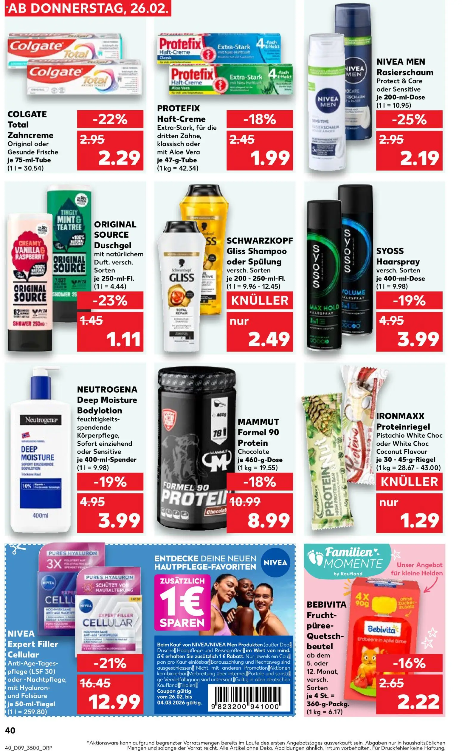 Kaufland prospekt Rostock	 – gültig ab 26.02.2026 | Seite: 40 | Produkte: Shampoo, Spülung, Haarspray, Rasierschaum