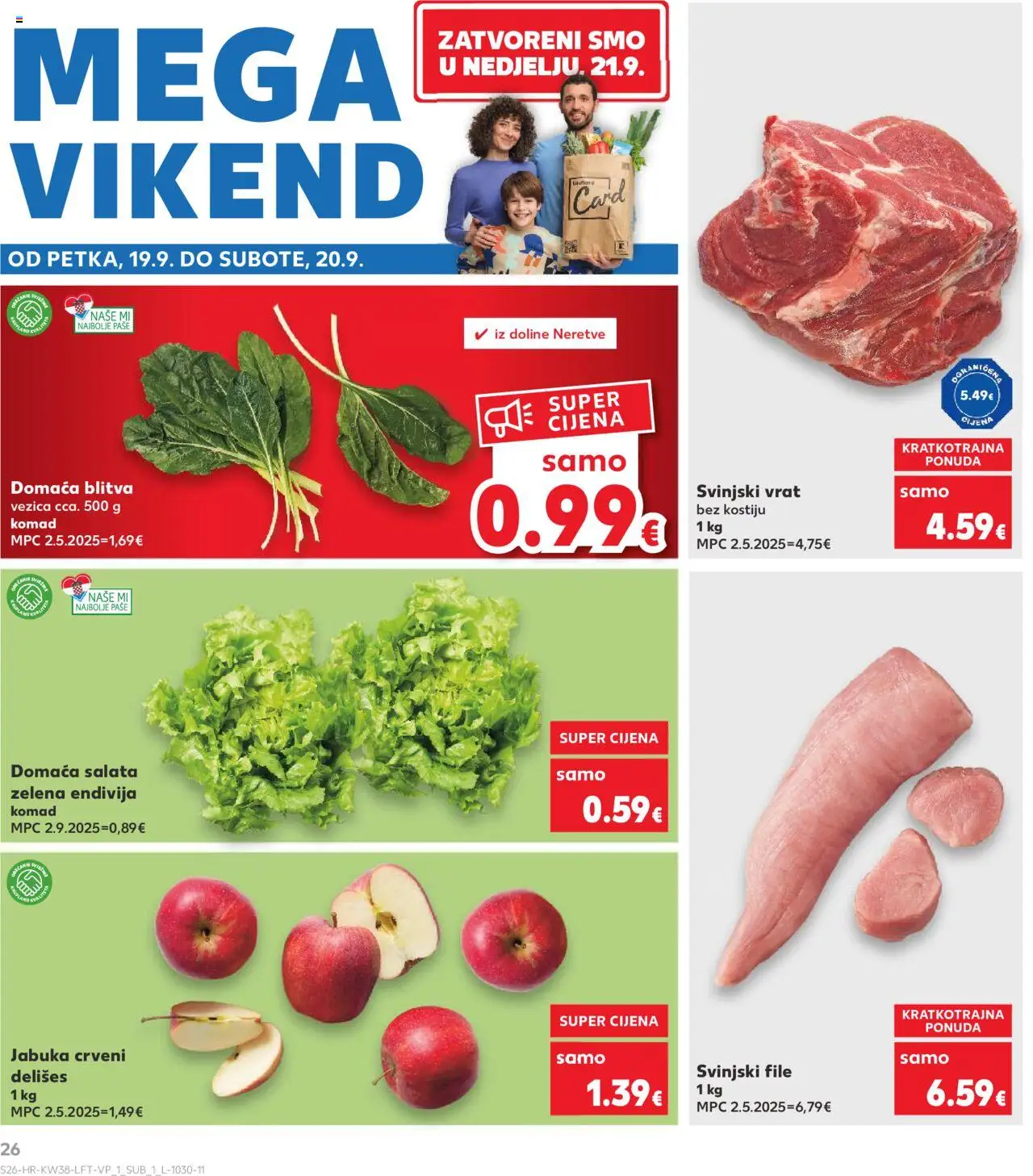 Kaufland katalog | vrijedi od 17.09.2025 | Stranica: 26 | Proizvodi: Svinjski vrat, Svinjski file, Salata, Jabuka