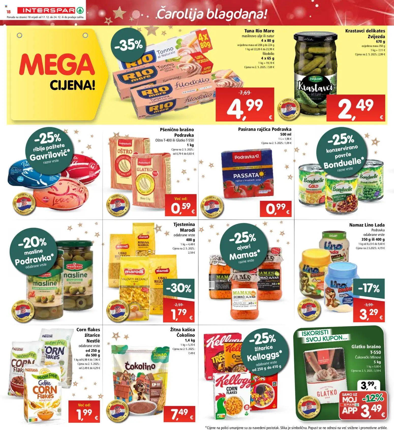 Interspar katalog | vrijedi od 17.12.2025 | Stranica: 18 | Proizvodi: Rio Mare, Pasirana rajčica, Ajvar, Žitarice