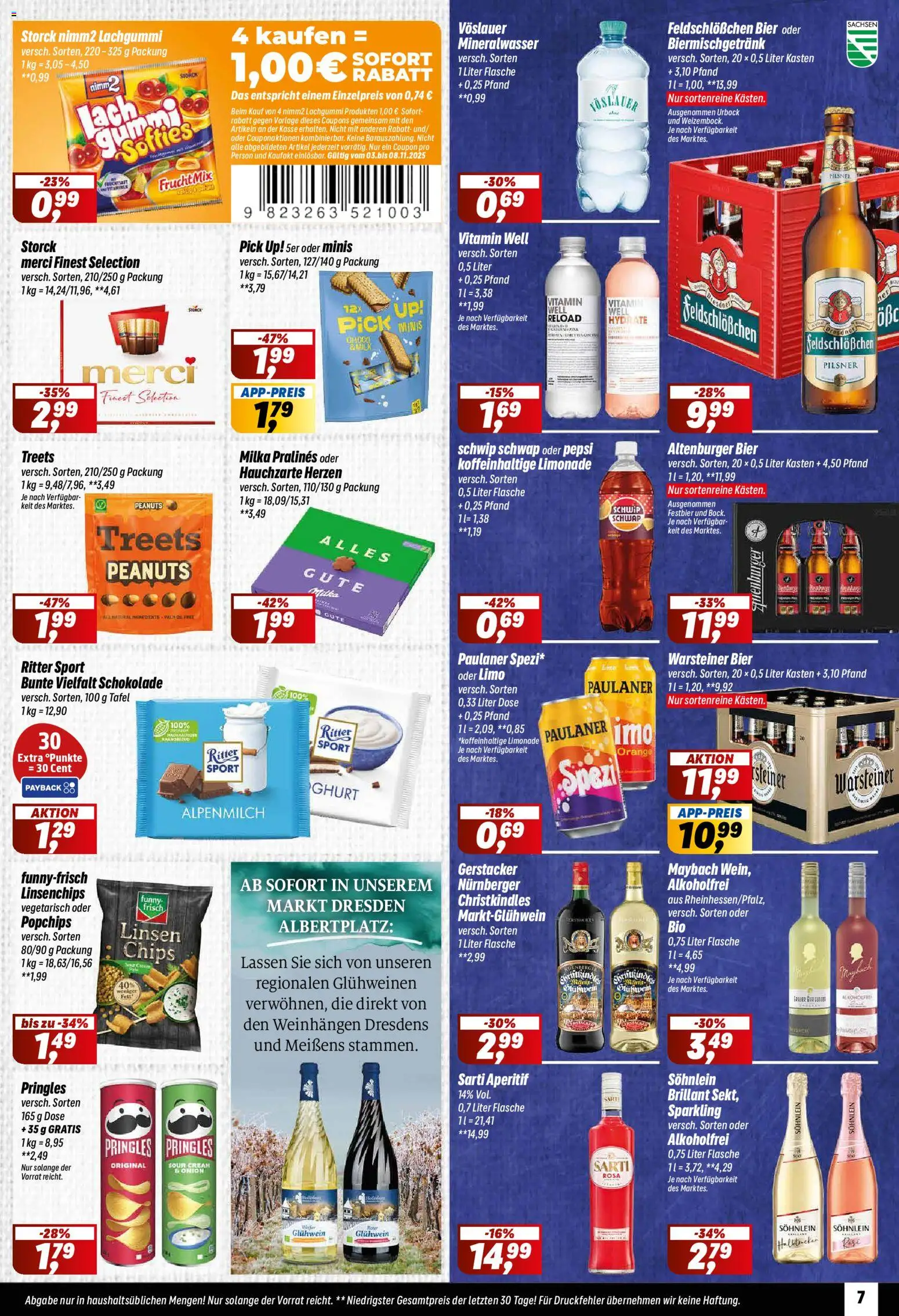 Simmel Prospekt 	 – gültig ab 03.11.2025 | Seite: 7 | Produkte: Merci, Milka, Mineralwasser, Warsteiner