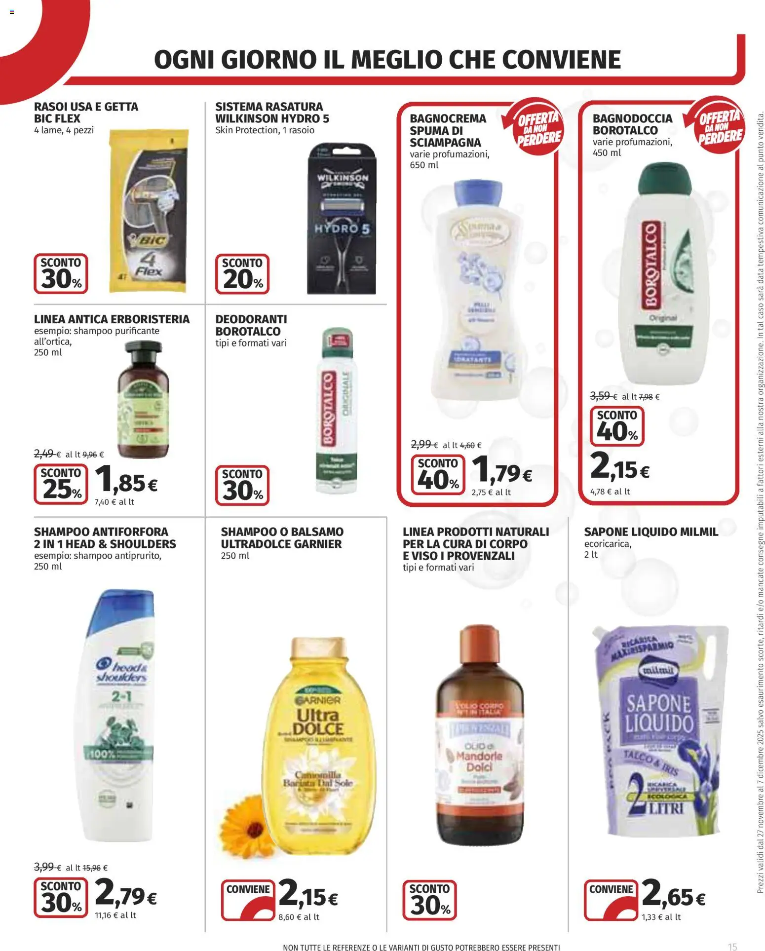 Volantino COOP del 27.11.2025 | Pagina: 15 | Prodotti: Shampoo, Balsamo, Sapone, Mandorle