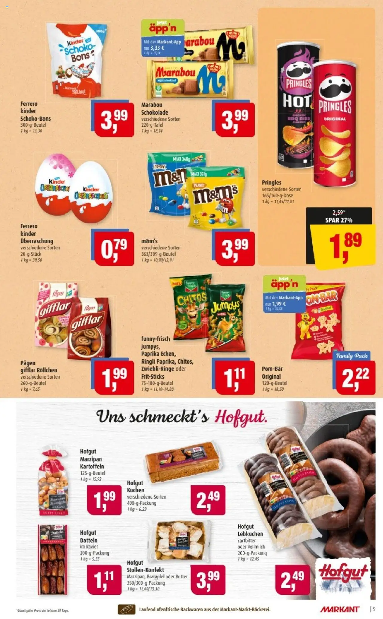 Markant Prospekt 	 – gültig ab 22.09.2025 | Seite: 9 | Produkte: Butter, M&M's, Ofenfrische, Pringles