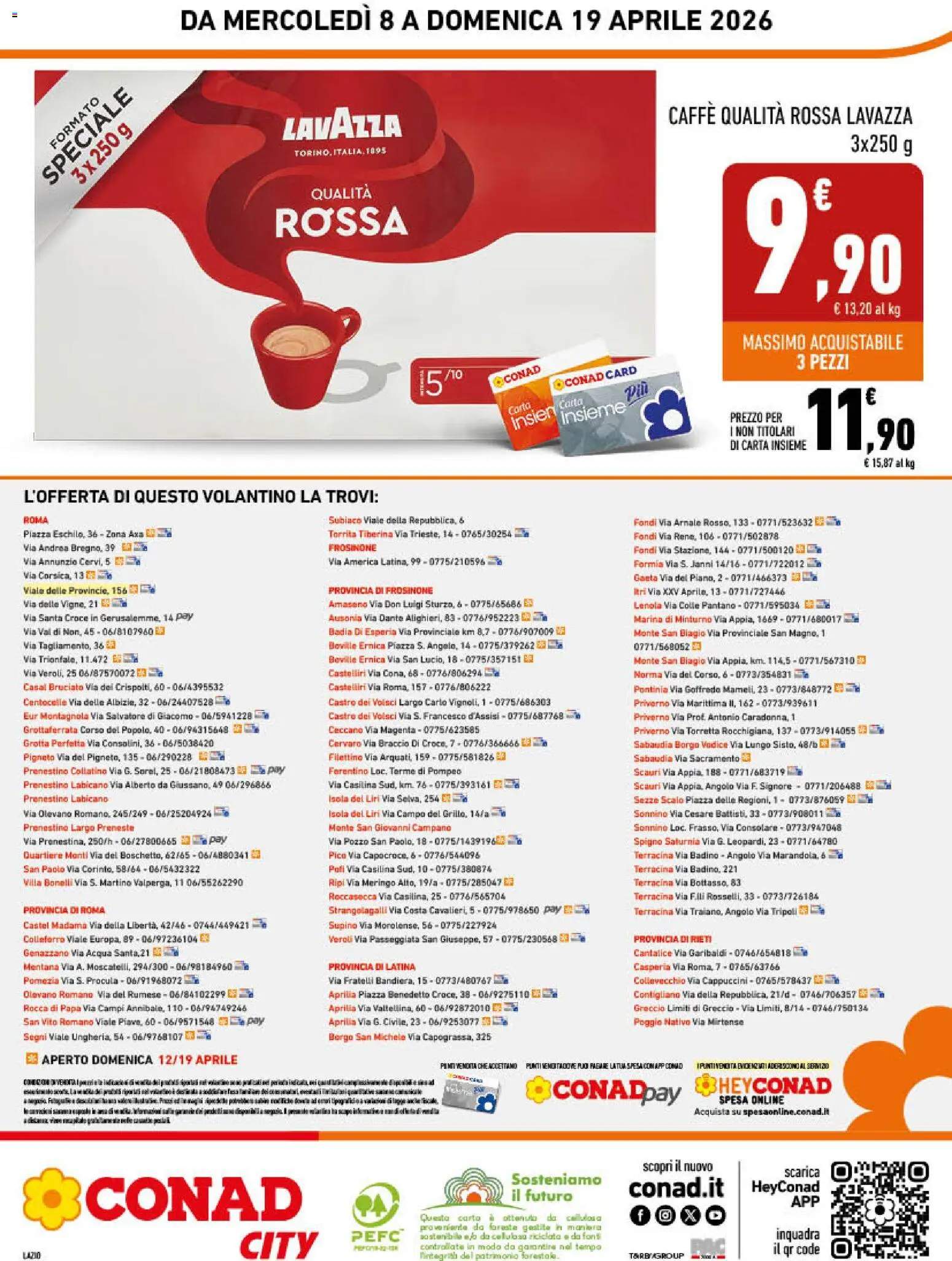 Volantino Conad del 08.04.2026 | Pagina: 16 | Prodotti: Caffè, Acqua, Lavazza