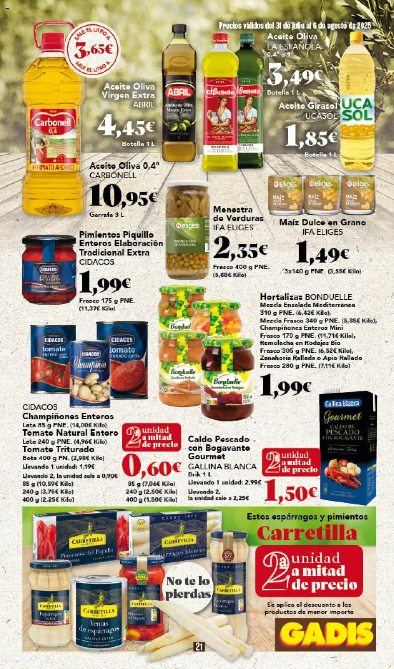 Gadis folleto │ válido desde el 31.07.2025 | Página: 21 | Productos: Pescado, Zanahoria, Ensalada, Tomate triturado