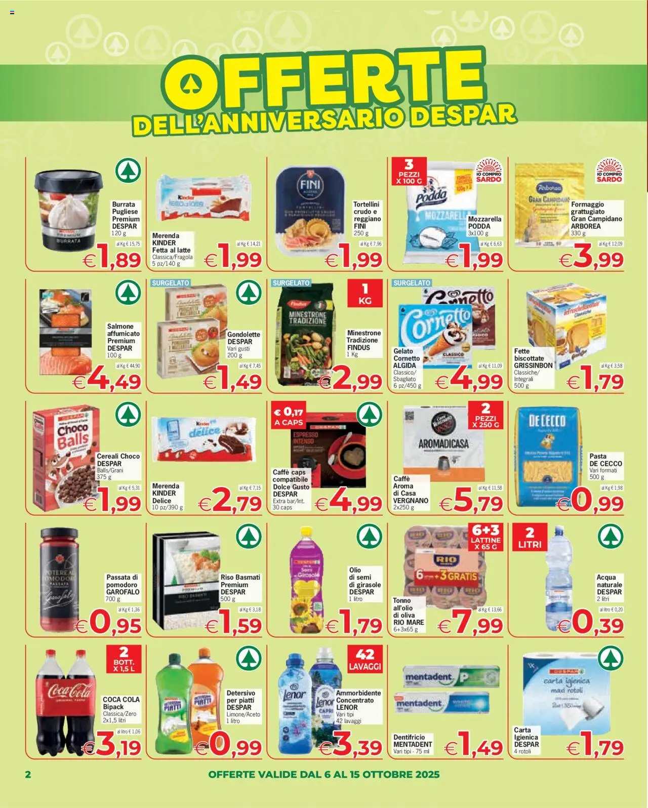 Volantino Despar del 06.10.2025 | Pagina: 2 | Prodotti: Salmone affumicato, Minestrone, Ammorbidente, Riso