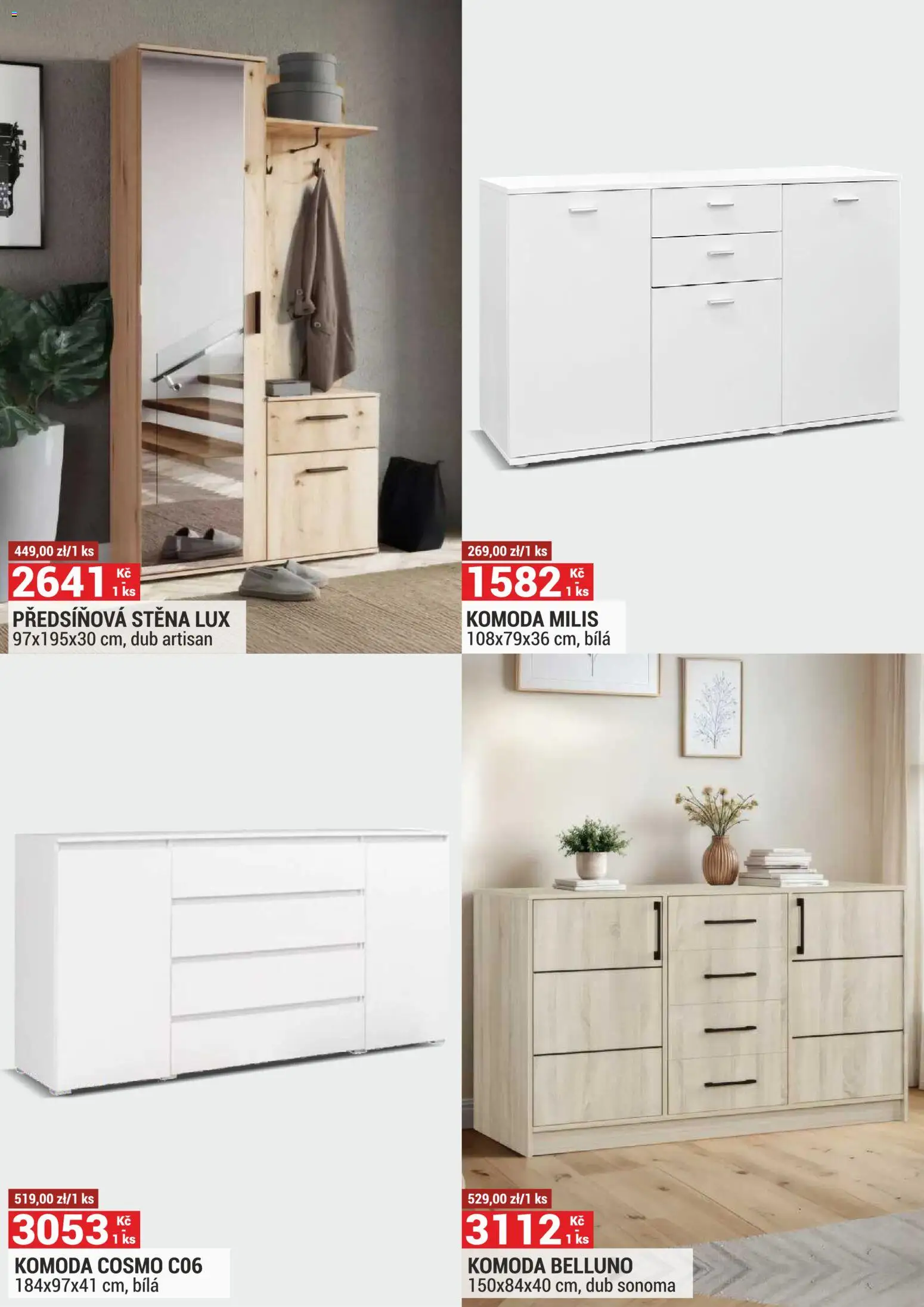Merkury Market leták od 01.04.2026 | Strana: 11 | Produkty: Předsíňová stěna, Komoda