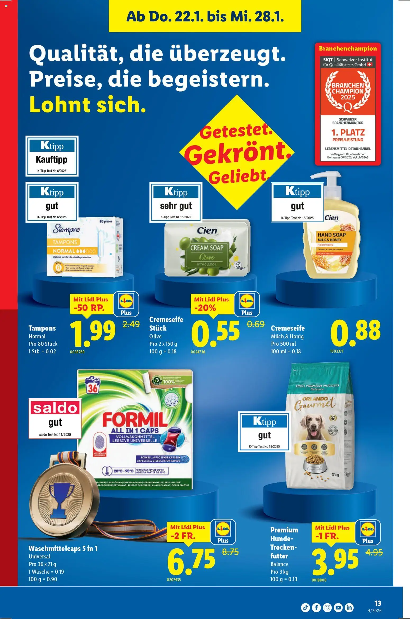 Lidl Aktionen – gültig ab 22.01.2026 | Seite: 13 | Produkte: Duft, Milch
