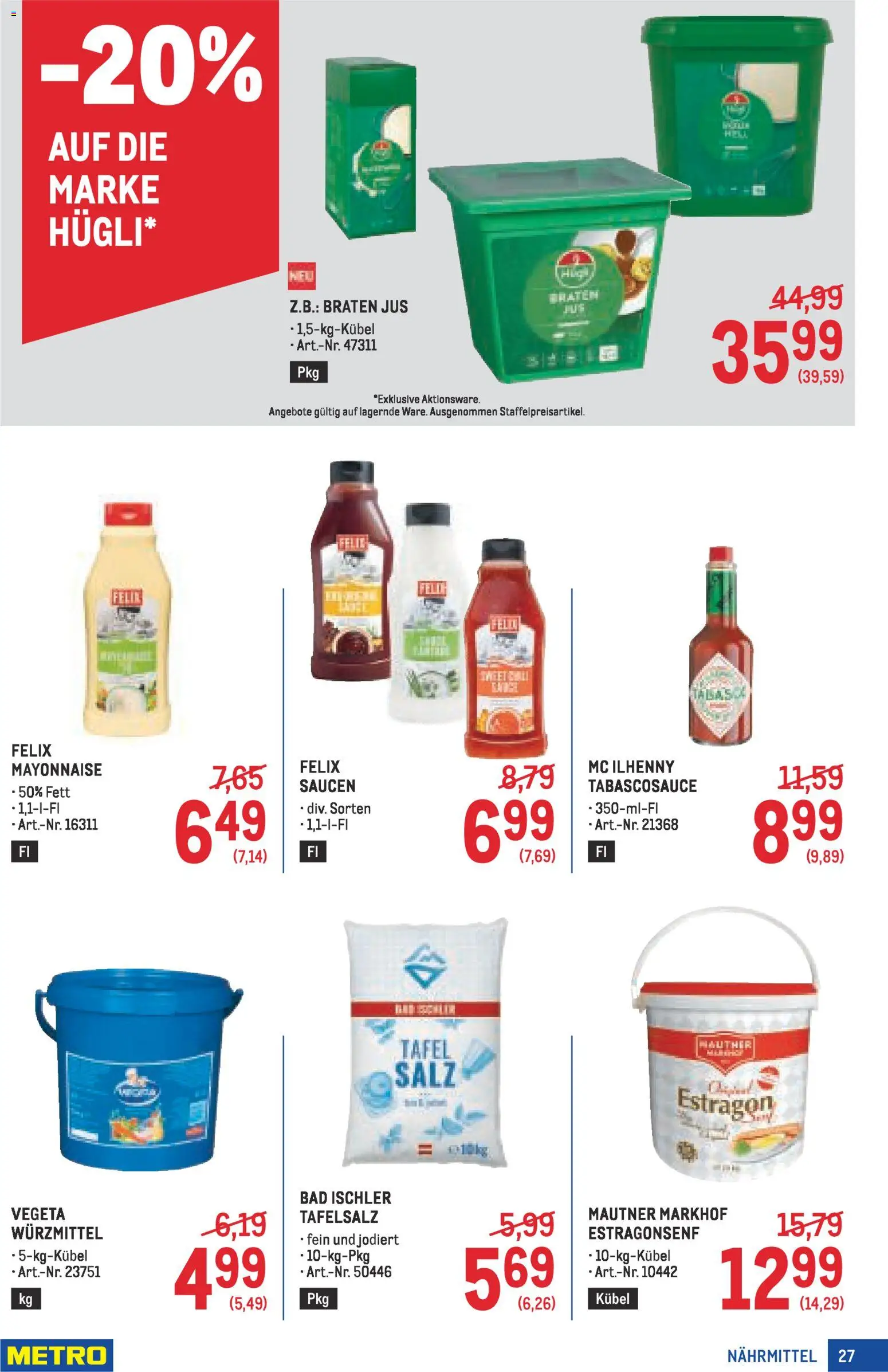 Metro Profi gültig ab 22.01.2026 | Seite: 27 | Produkte: Mayonnaise, Salz, Bad