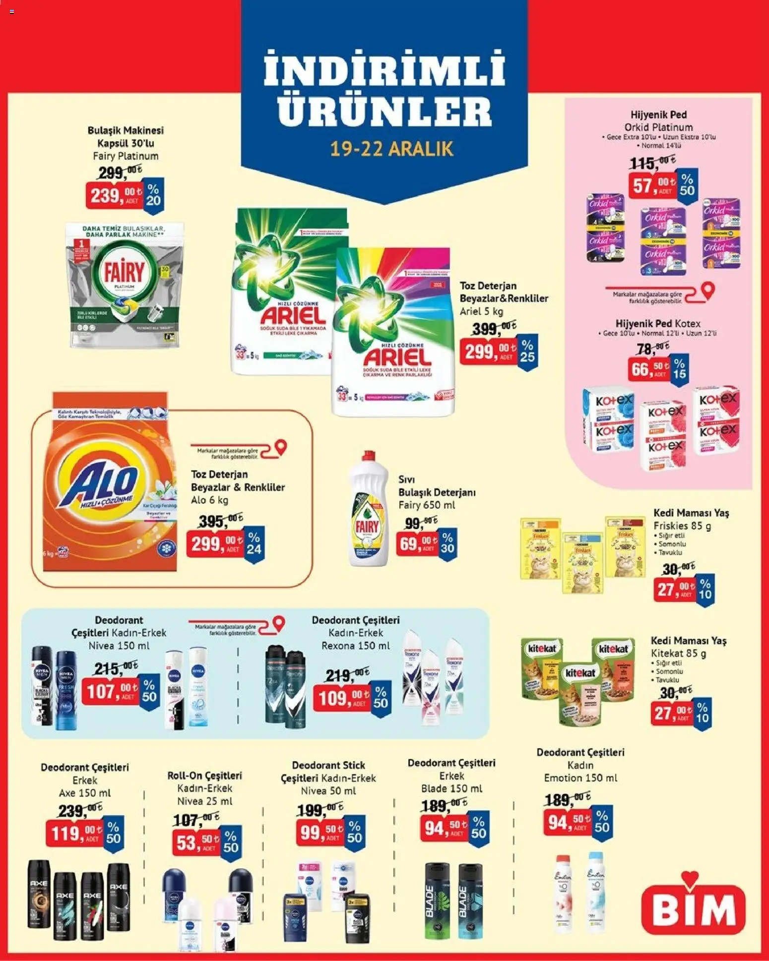 BİM İndirimli Ürünler - 19.12.2025 tarihinden itibaren geçerlidir | Sayfa: 2 | Ürünler: Hijyenik ped, Deodorant, Deterjan, Bulaşık deterjanı